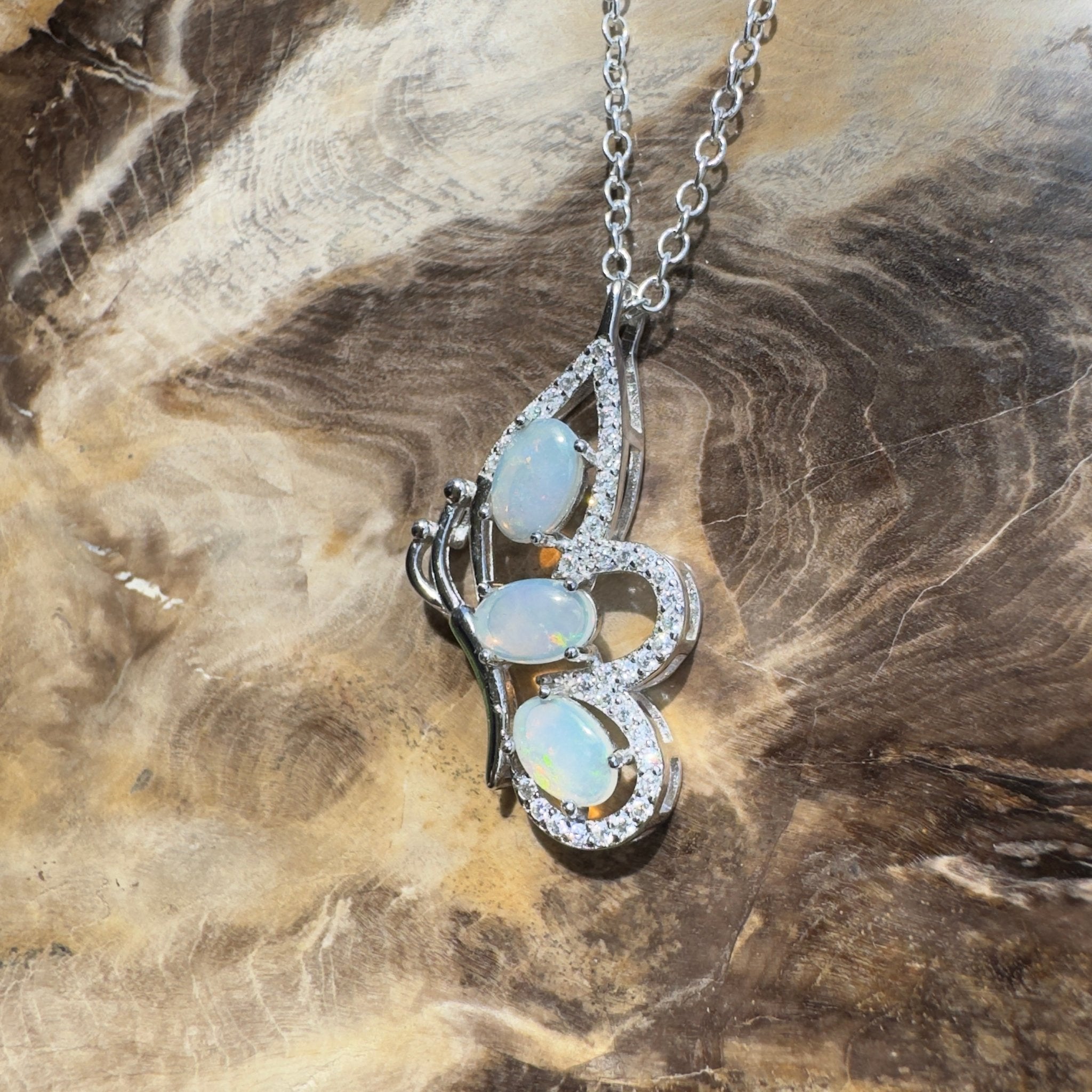 Lord Howe Island Driftwing ~ 1.2ct Coober Pedy Opal 925 Silver Pendant