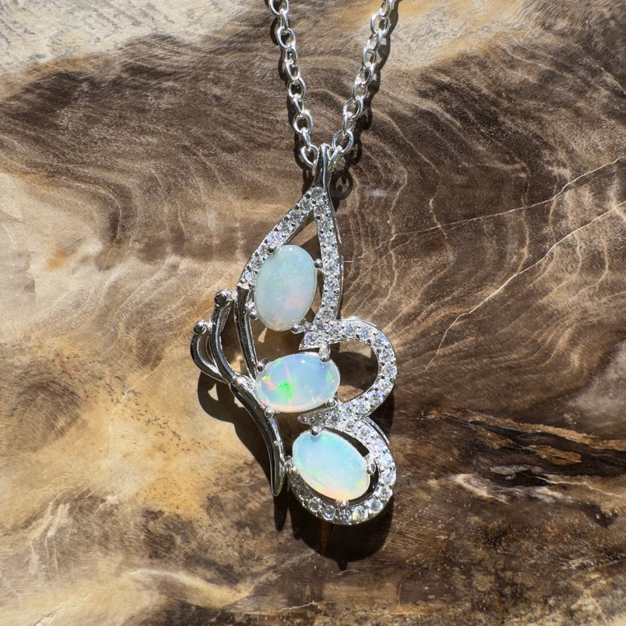 Lord Howe Island Driftwing ~ 1.2ct Coober Pedy Opal 925 Silver Pendant