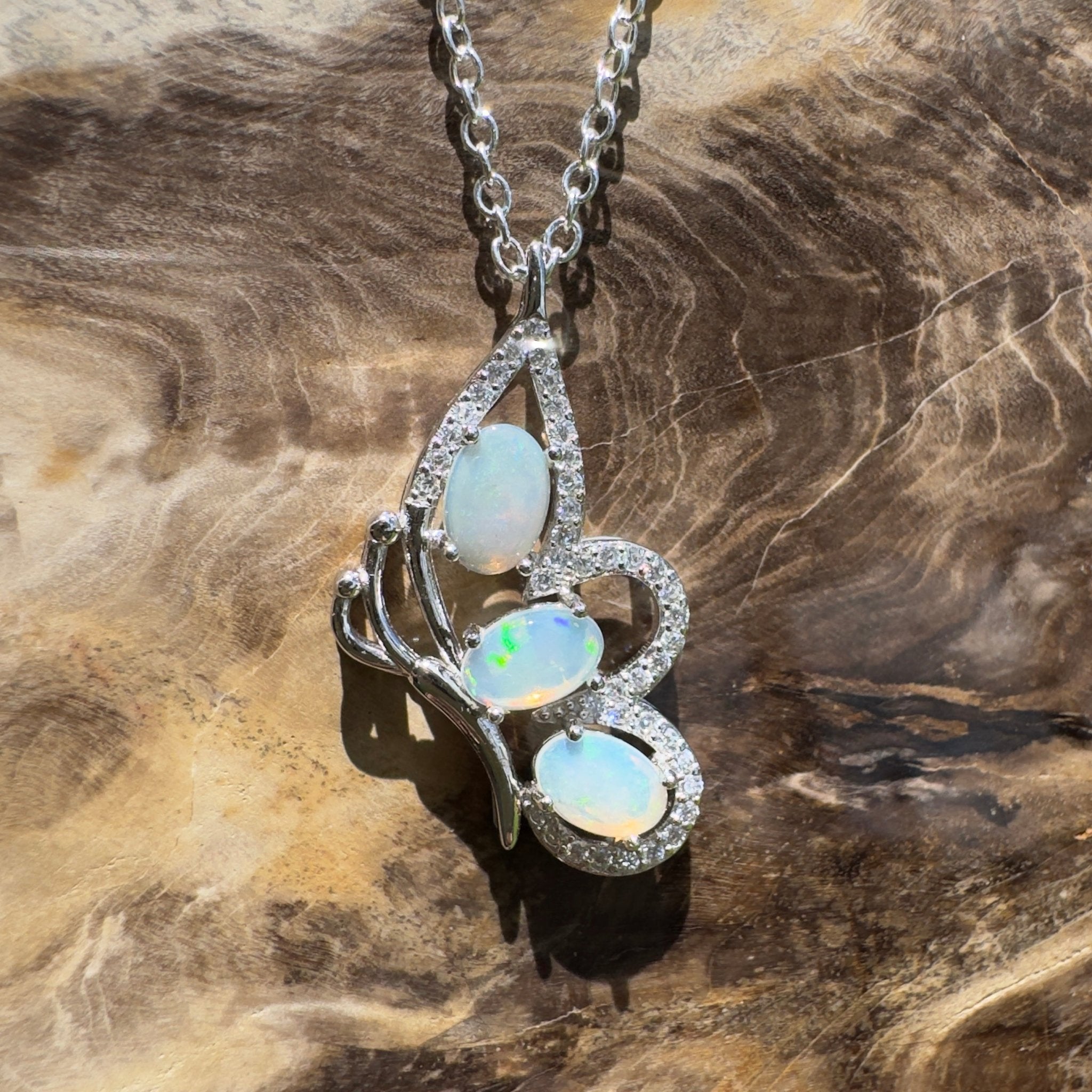 Lord Howe Island Driftwing ~ 1.2ct Coober Pedy Opal 925 Silver Pendant