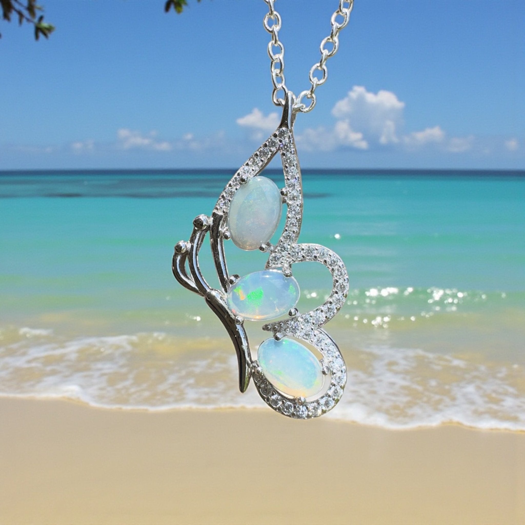 Lord Howe Island Driftwing ~ 1.2ct Coober Pedy Opal 925 Silver Pendant