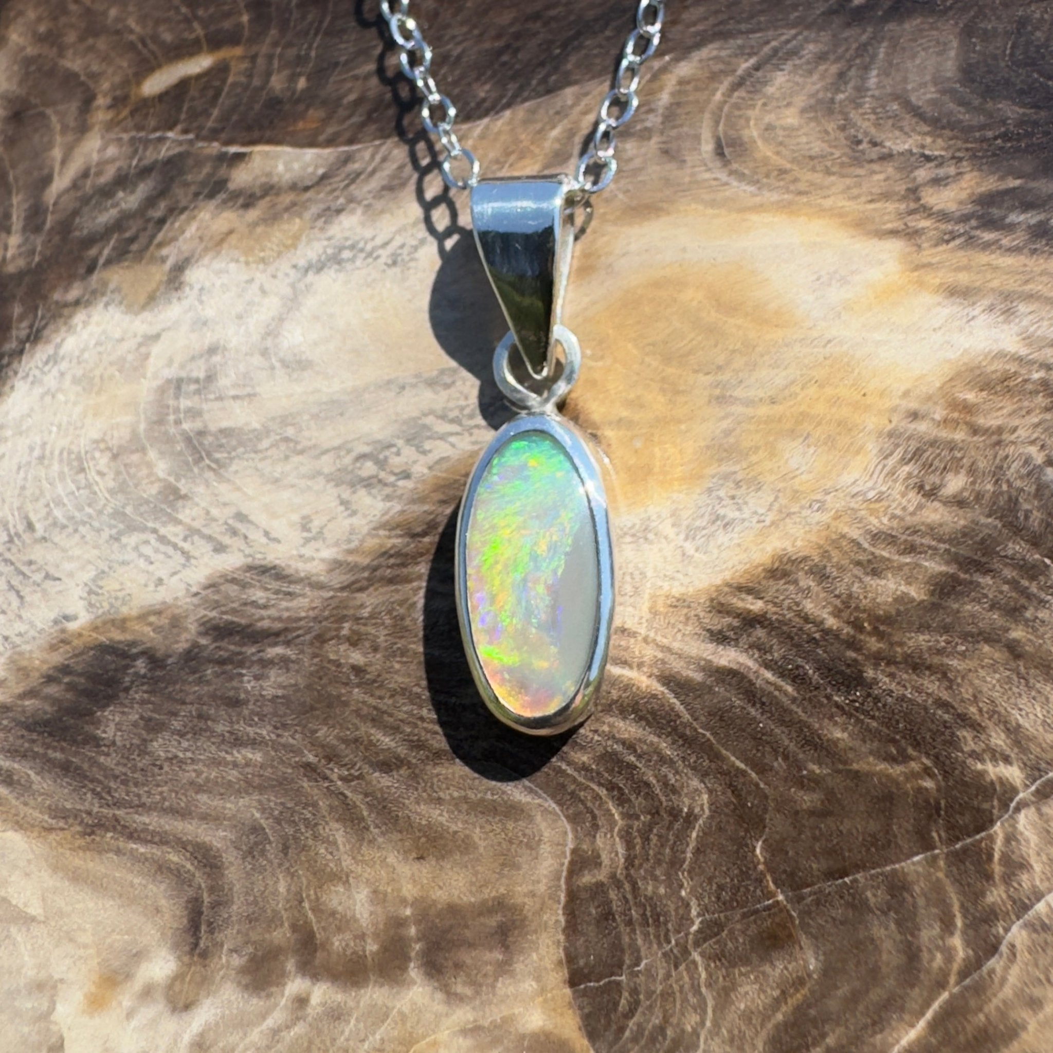 Lucinda Cove ~ 0.9ct Lightning Ridge Opal 925 Silver Pendant