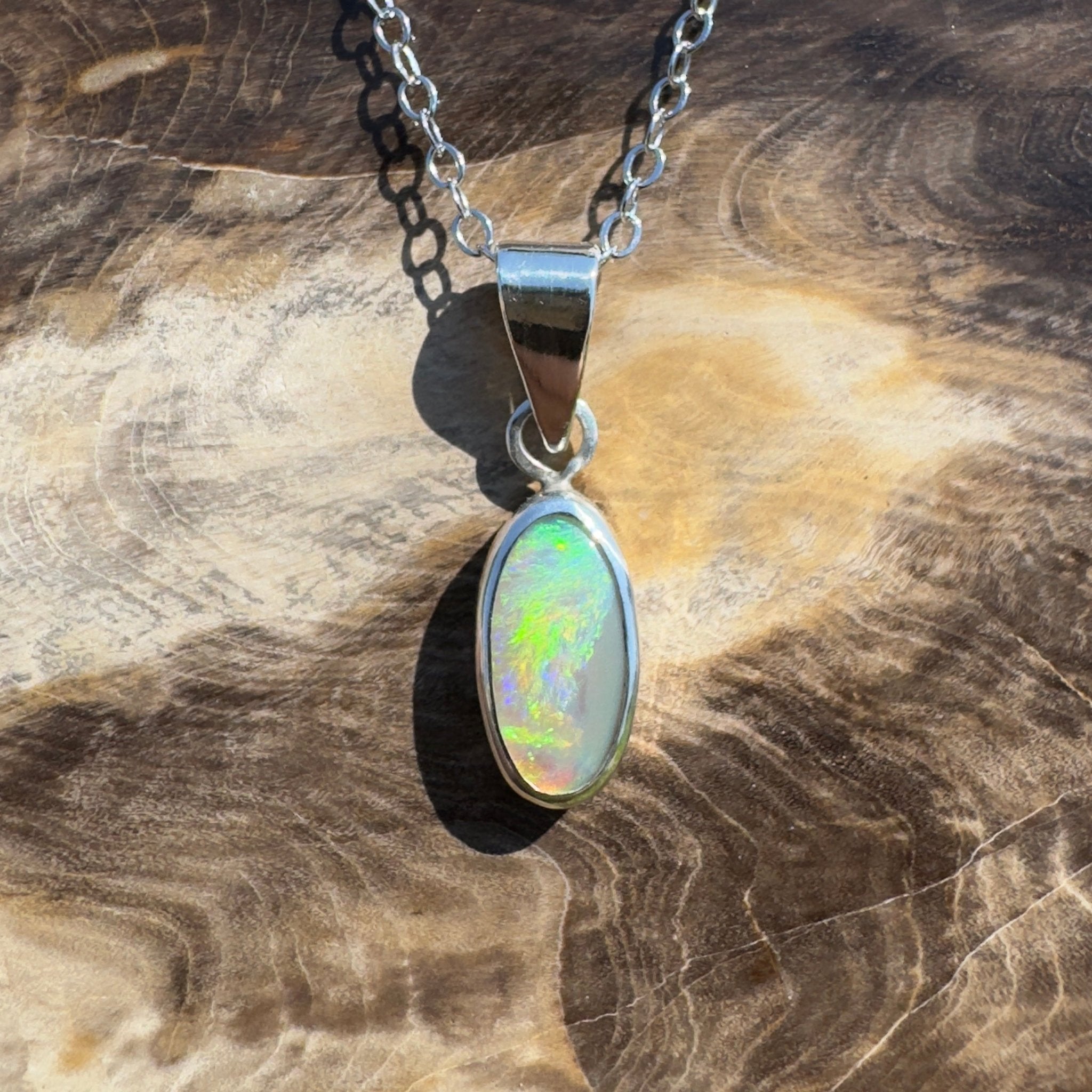 Lucinda Cove ~ 0.9ct Lightning Ridge Opal 925 Silver Pendant