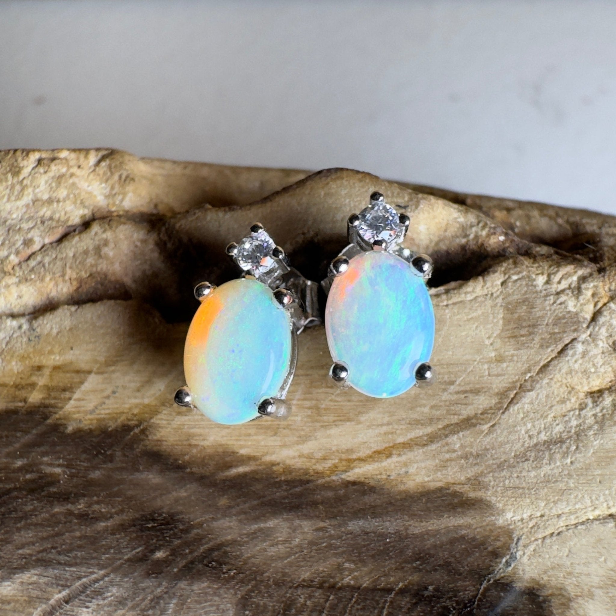Luminous Vista ~ 1.2ct Coober Pedy Opal Sterling Silver Earrings
