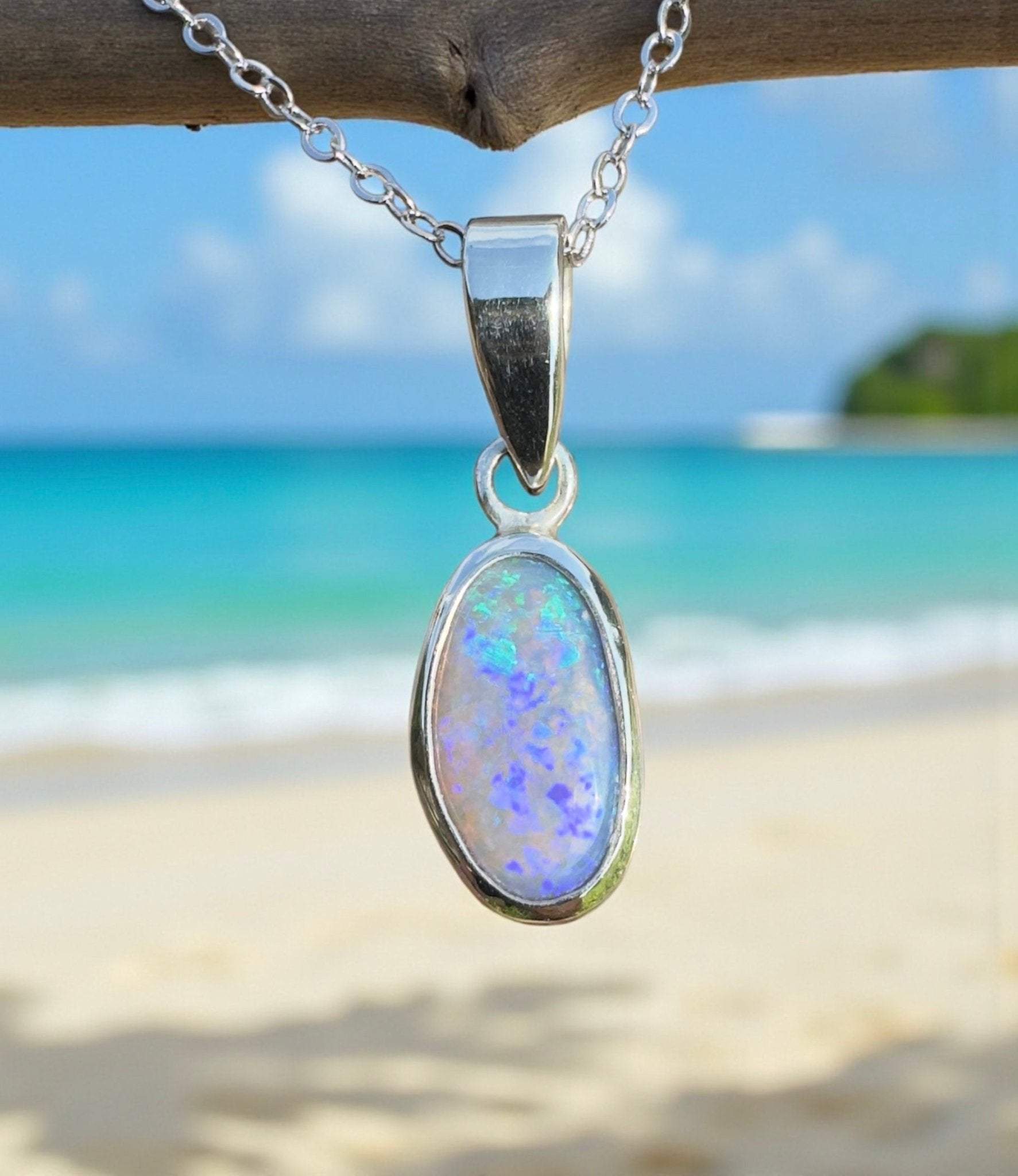 Magnetic Island LIfe ~ 2.8ct Lightning Ridge Opal 925 Silver Pendant
