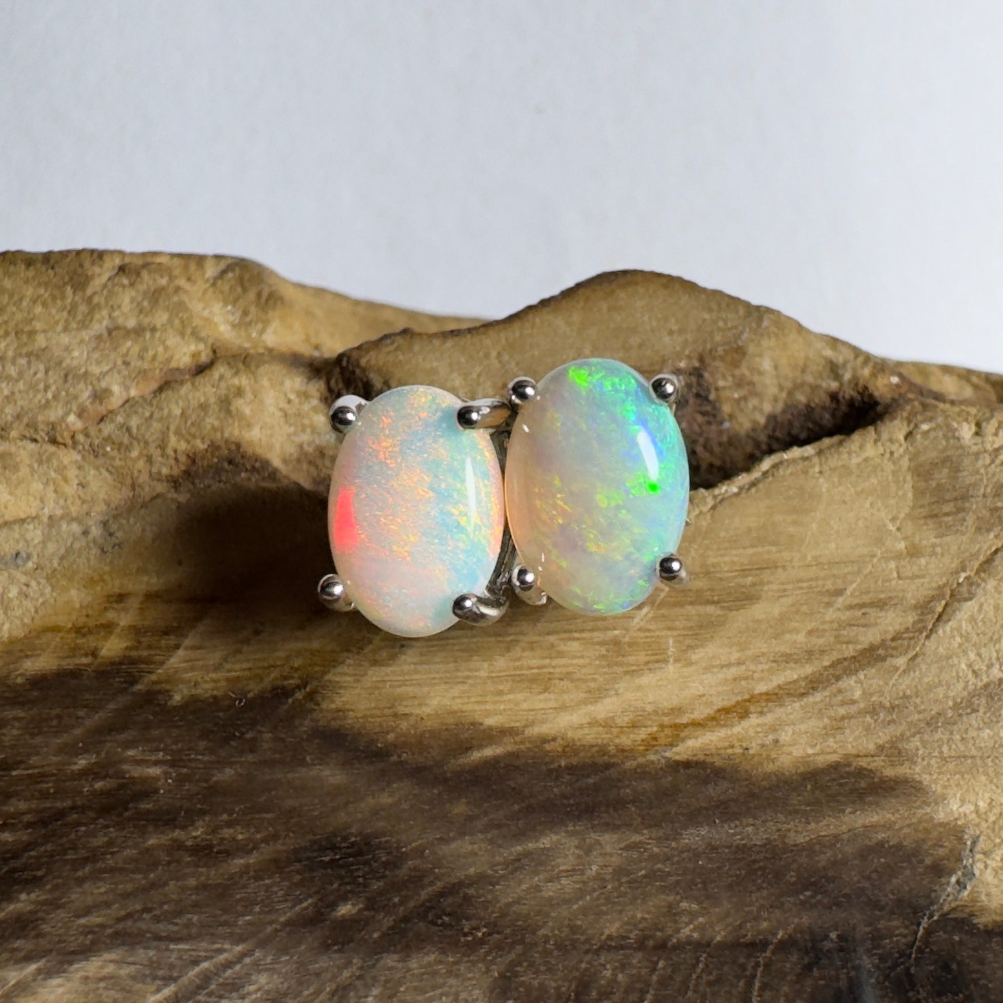Margaret River Mist ~ 1.2ct Coober Pedy Opal Sterling Silver Earrings