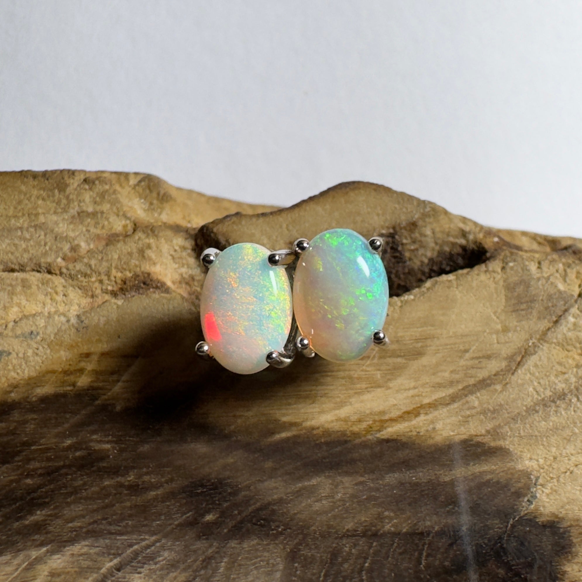 Margaret River Mist ~ 1.2ct Coober Pedy Opal Sterling Silver Earrings