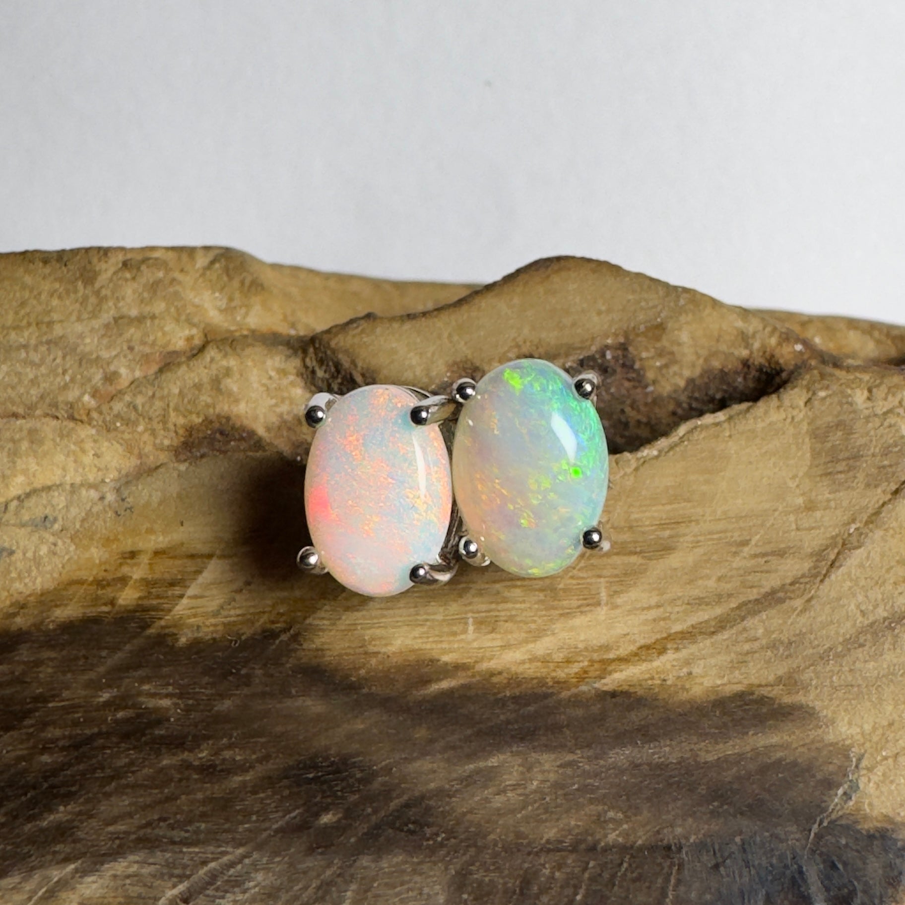 Margaret River Mist ~ 1.2ct Coober Pedy Opal Sterling Silver Earrings
