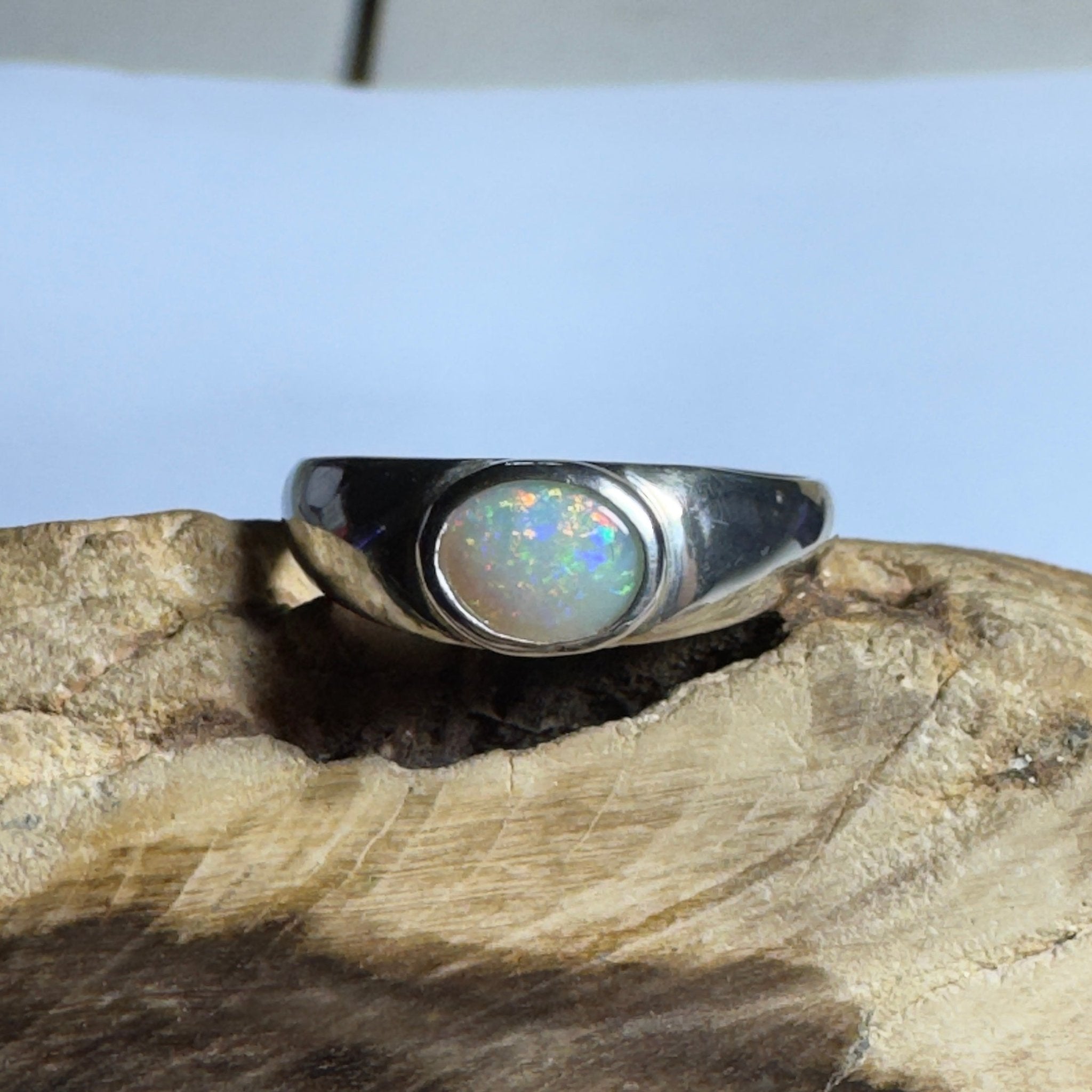 Mindil Memories ~ 0.6ct Solid Lightning Ridge Opal 925 Silver Ring