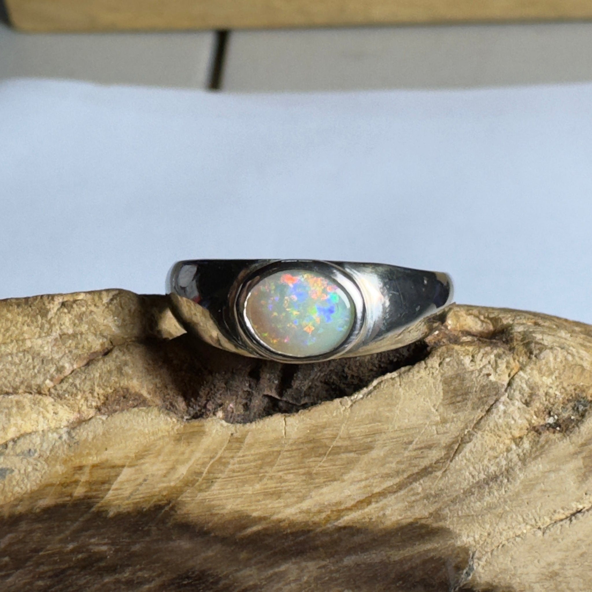 Mindil Memories ~ 0.6ct Solid Lightning Ridge Opal 925 Silver Ring