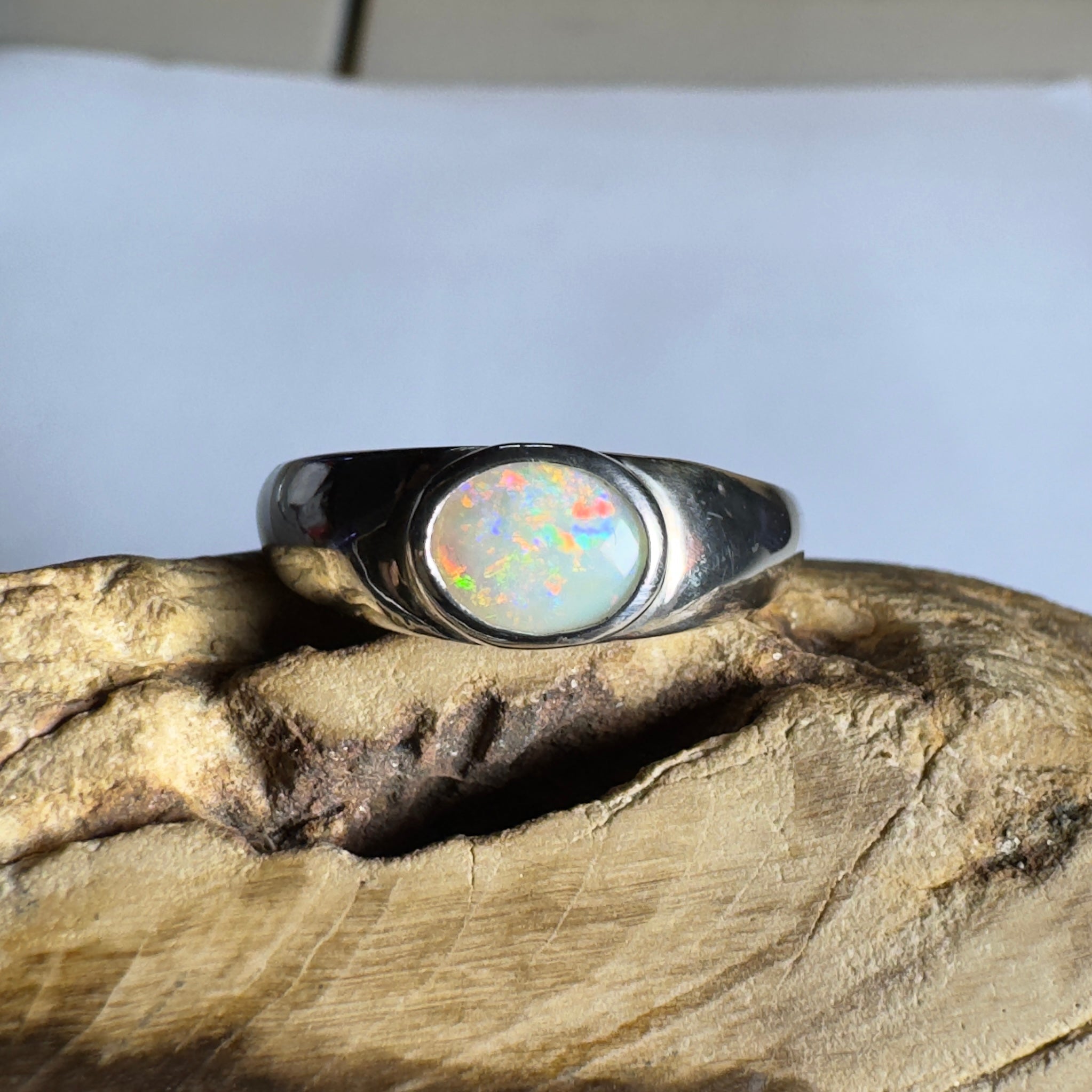 Mindil Memories ~ 0.6ct Solid Lightning Ridge Opal 925 Silver Ring