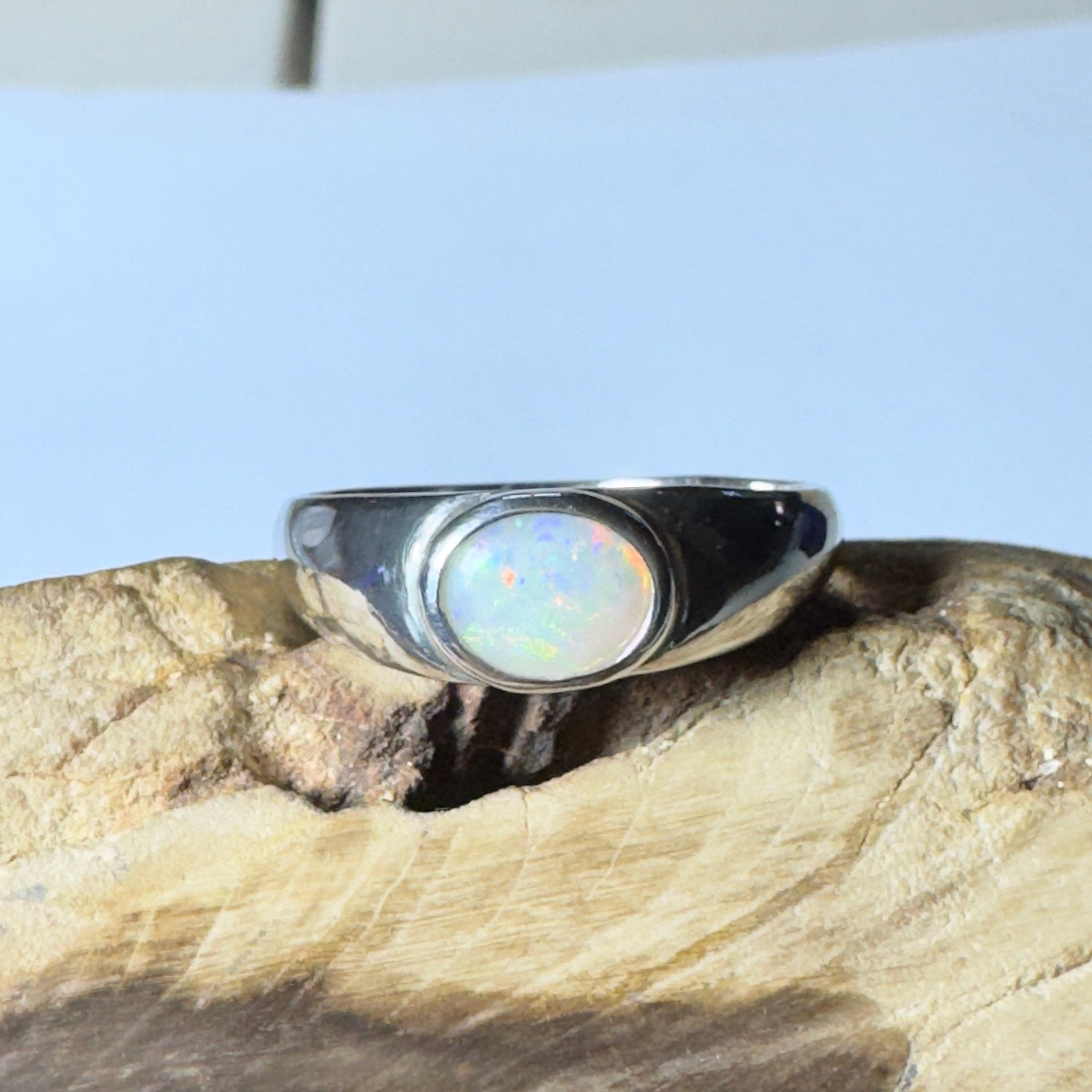 Mindil Memories ~ 0.6ct Solid Lightning Ridge Opal 925 Silver Ring