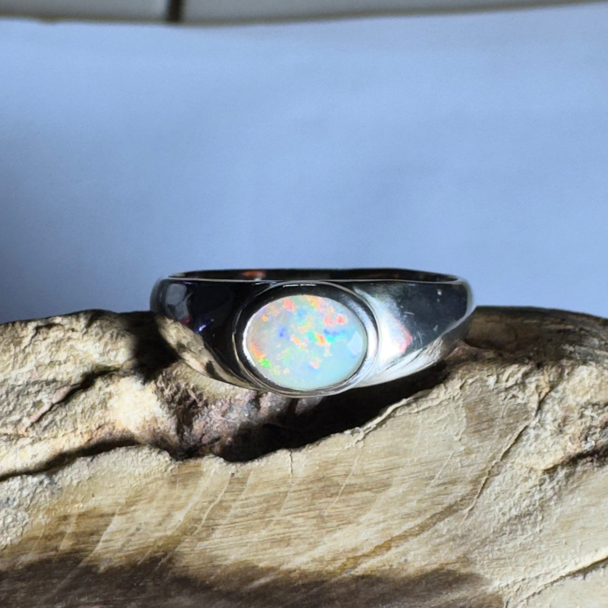 Mindil Memories ~ 0.6ct Solid Lightning Ridge Opal 925 Silver Ring