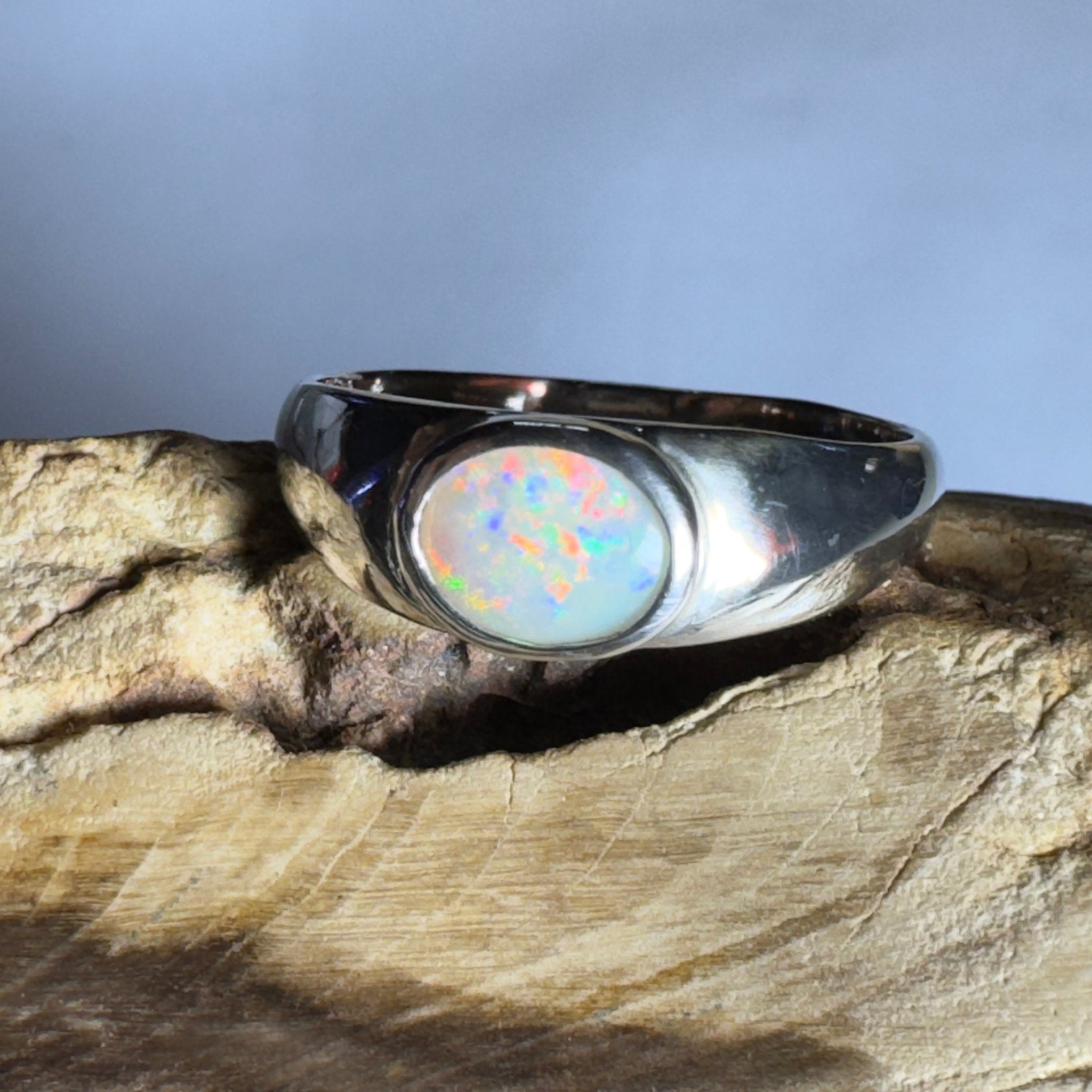 Mindil Memories ~ 0.6ct Solid Lightning Ridge Opal 925 Silver Ring