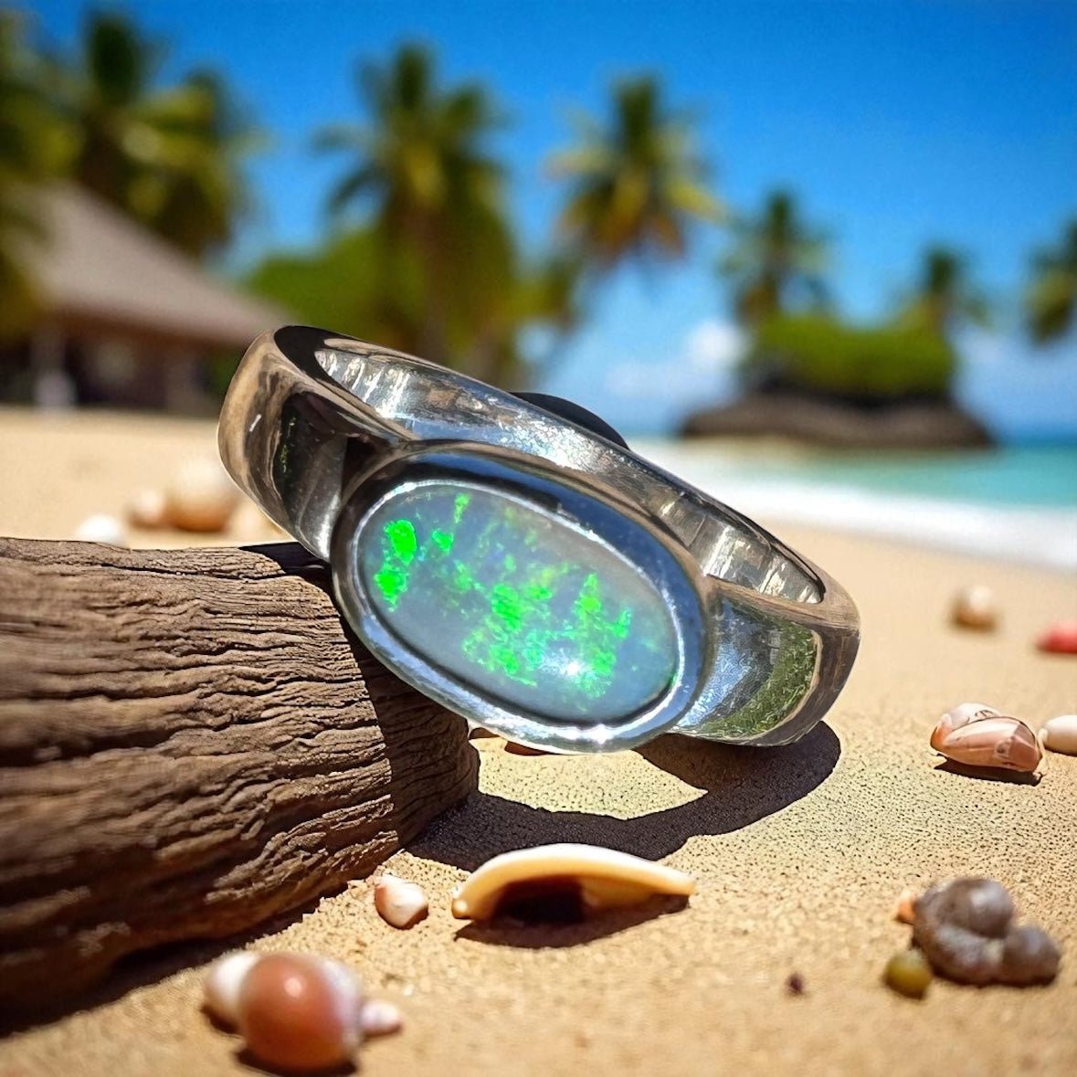 Mintabie Horizon – 1ct Solid Lightning Ridge Opal 925 Sterling Silver Ring