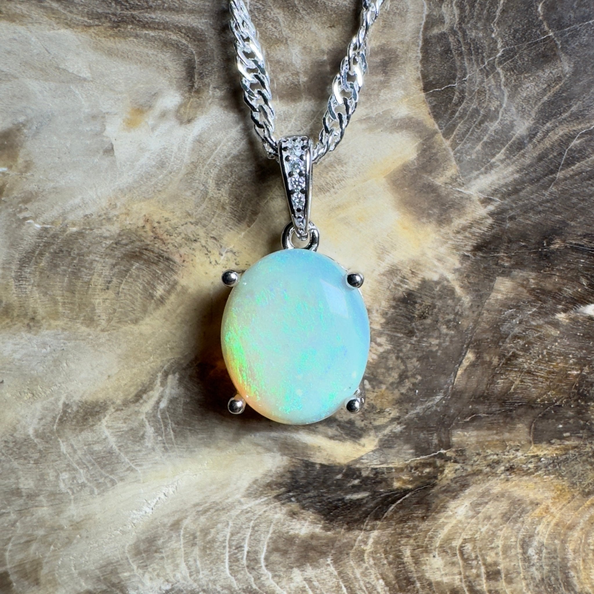 Mintabie Mornings ~ 1.9ct Mintabie Opal 925 Silver Pendant