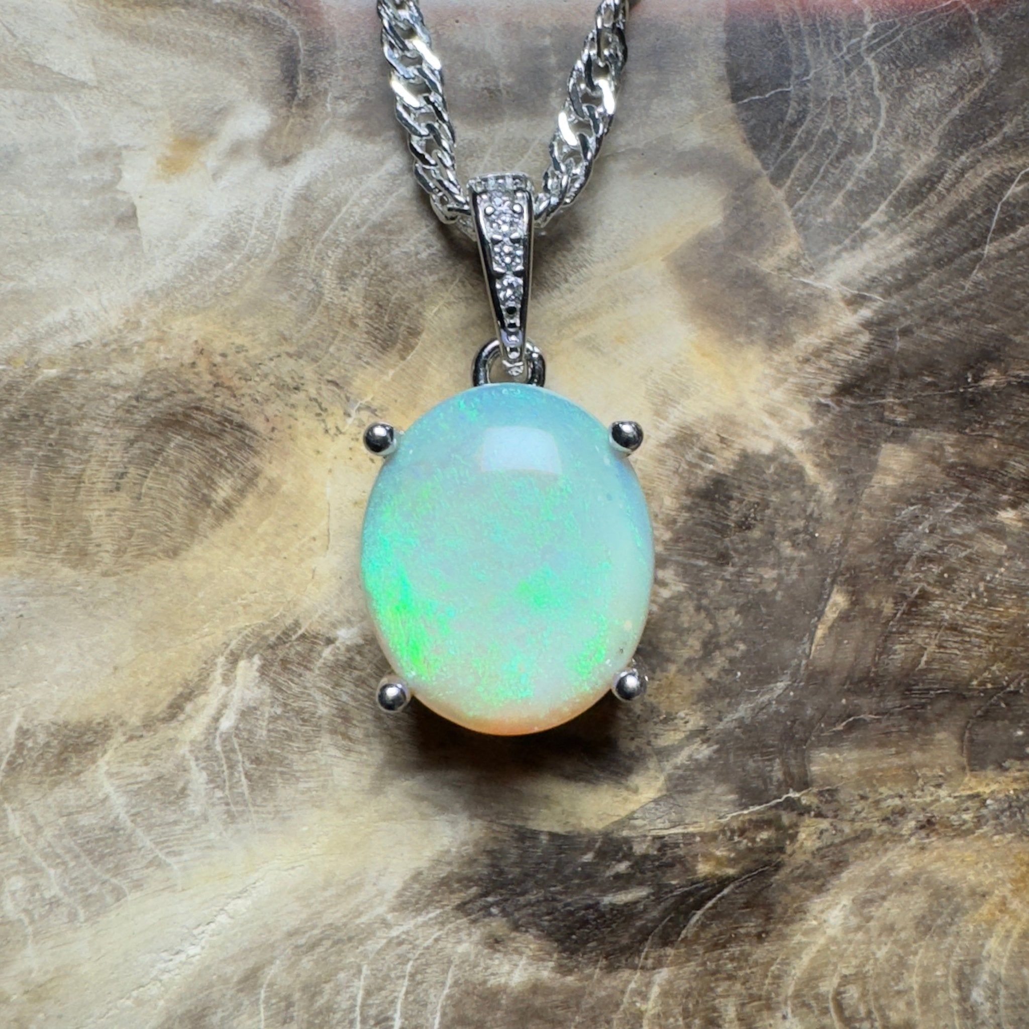 Mintabie Mornings ~ 1.9ct Mintabie Opal 925 Silver Pendant