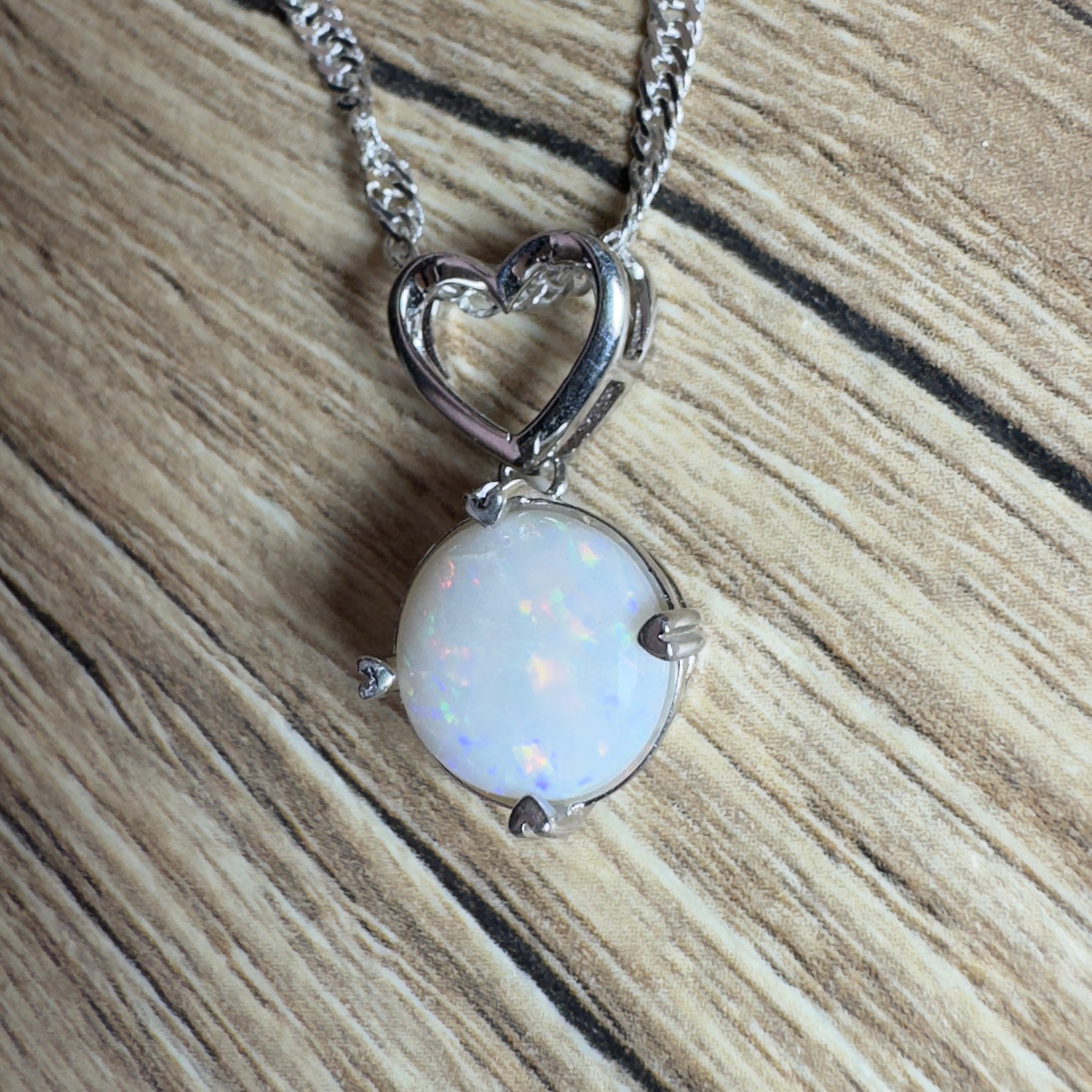 Misty Morning Love - 2.1ct Coober Pedy Opal 925 Silver Pendant