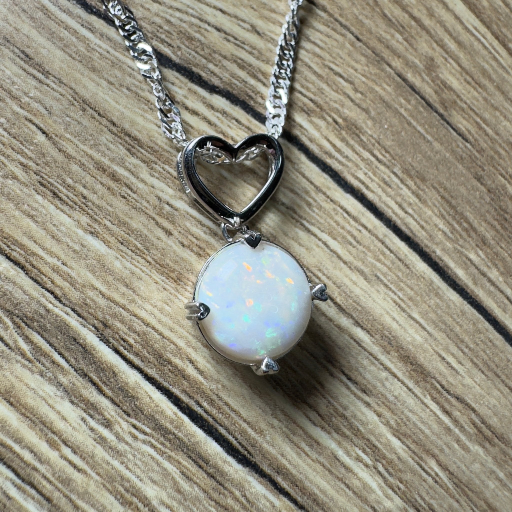 Misty Morning Love - 2.1ct Coober Pedy Opal 925 Silver Pendant