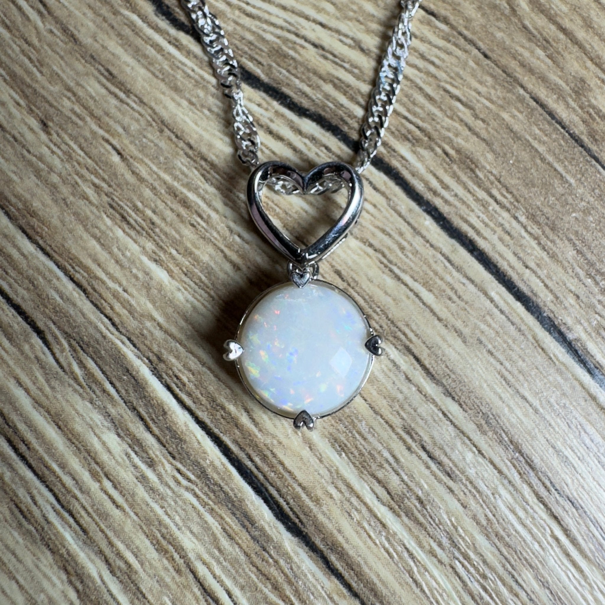 Misty Morning Love - 2.1ct Coober Pedy Opal 925 Silver Pendant