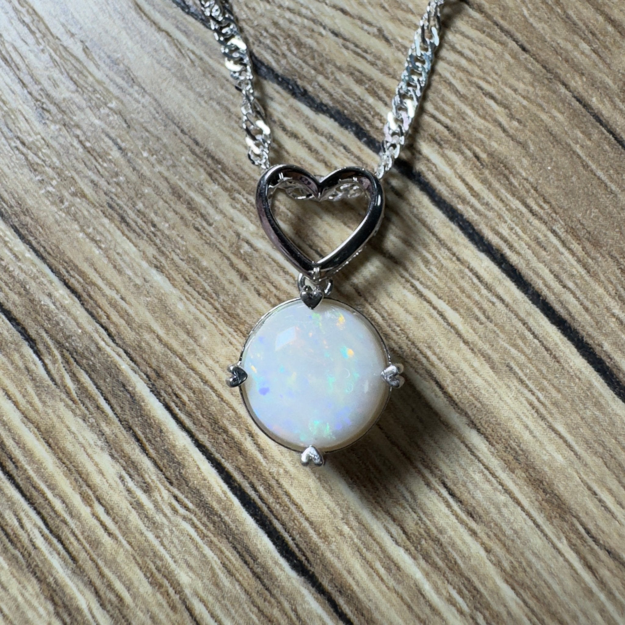 Misty Morning Love - 2.1ct Coober Pedy Opal 925 Silver Pendant