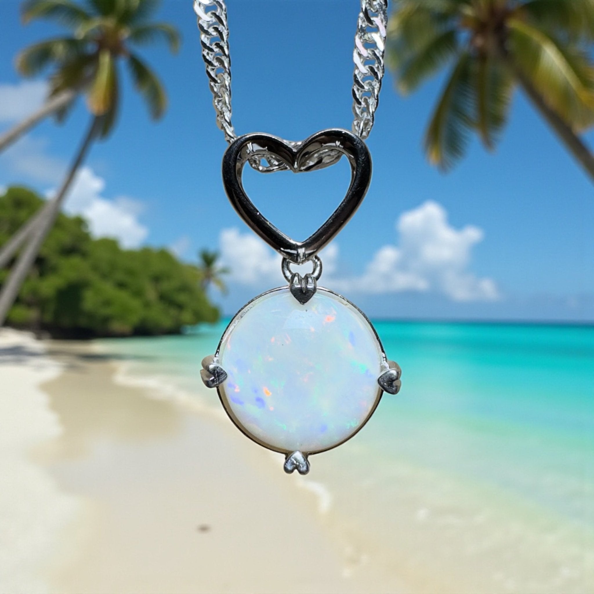 Misty Morning Love - 2.1ct Coober Pedy Opal 925 Silver Pendant