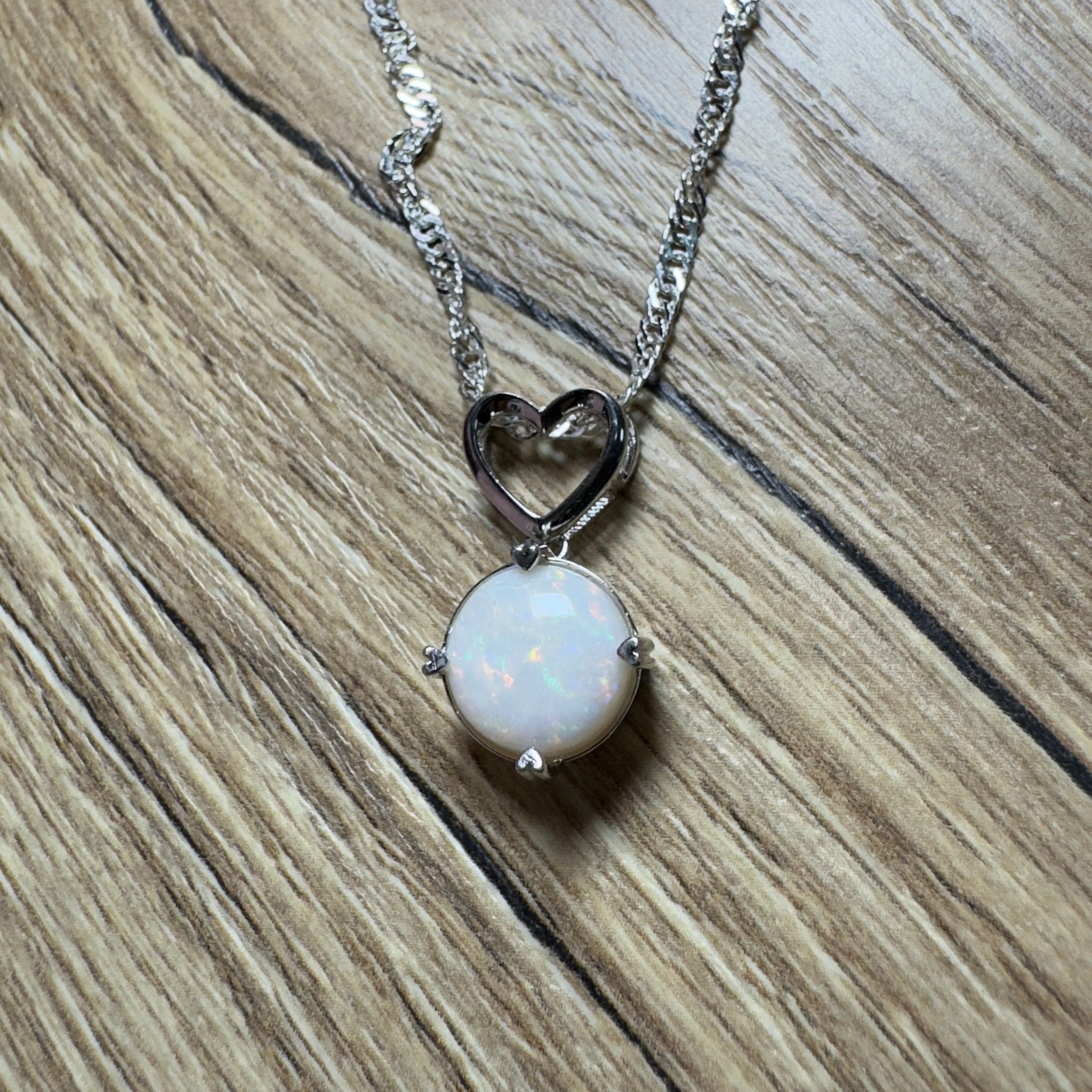 Misty Morning Love - 2.1ct Coober Pedy Opal 925 Silver Pendant