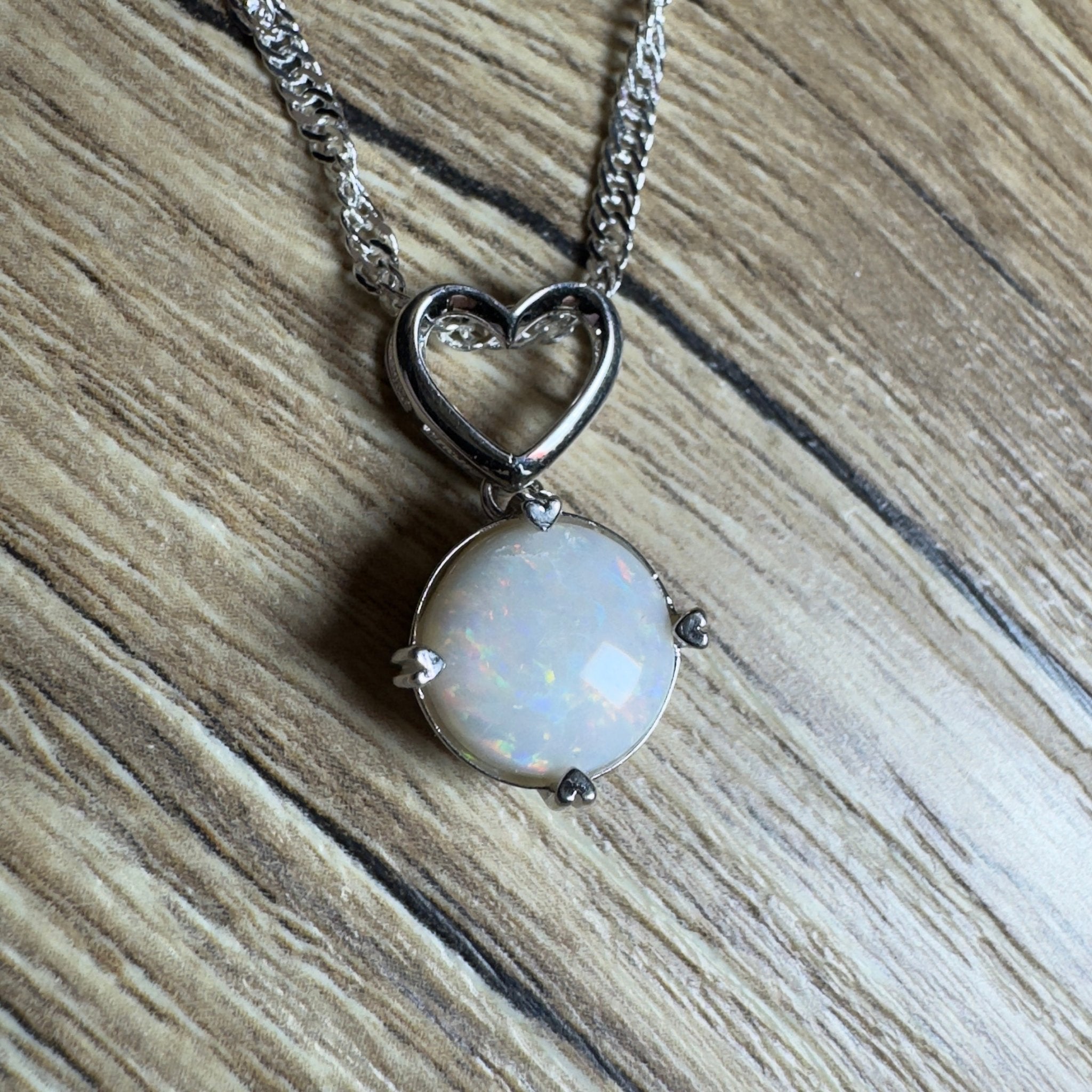 Misty Morning Love - 2.1ct Coober Pedy Opal 925 Silver Pendant
