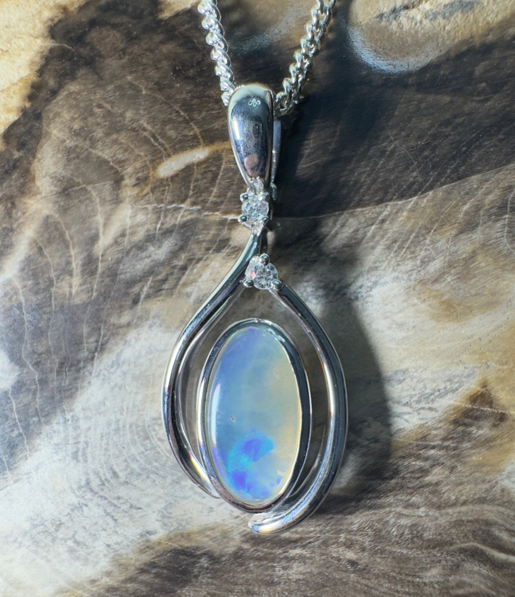 Moon Plain Drift ~ 1.4ct Coober Pedy Crystal Opal 925 Silver Pendant