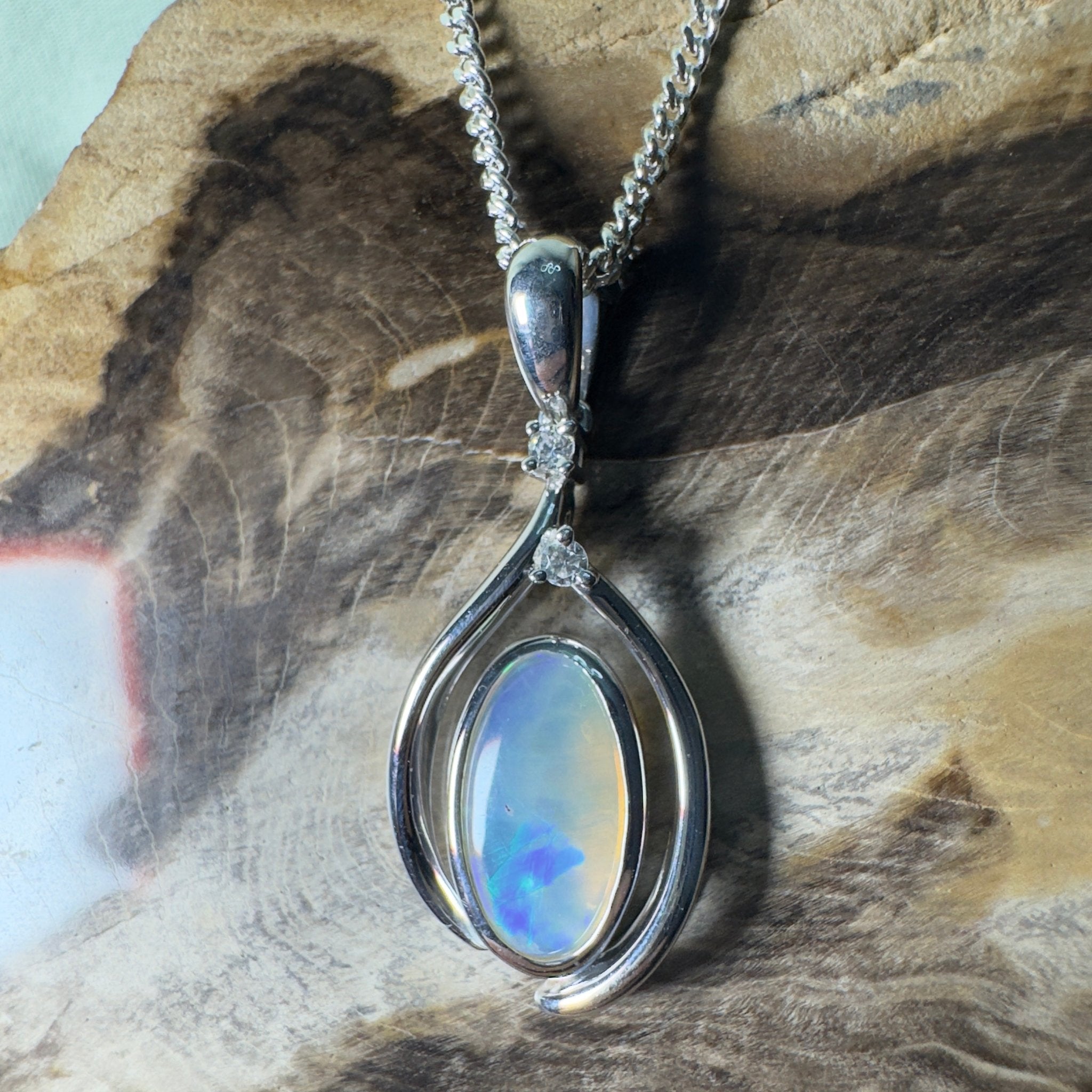 Moon Plain Drift ~ 1.4ct Coober Pedy Crystal Opal 925 Silver Pendant