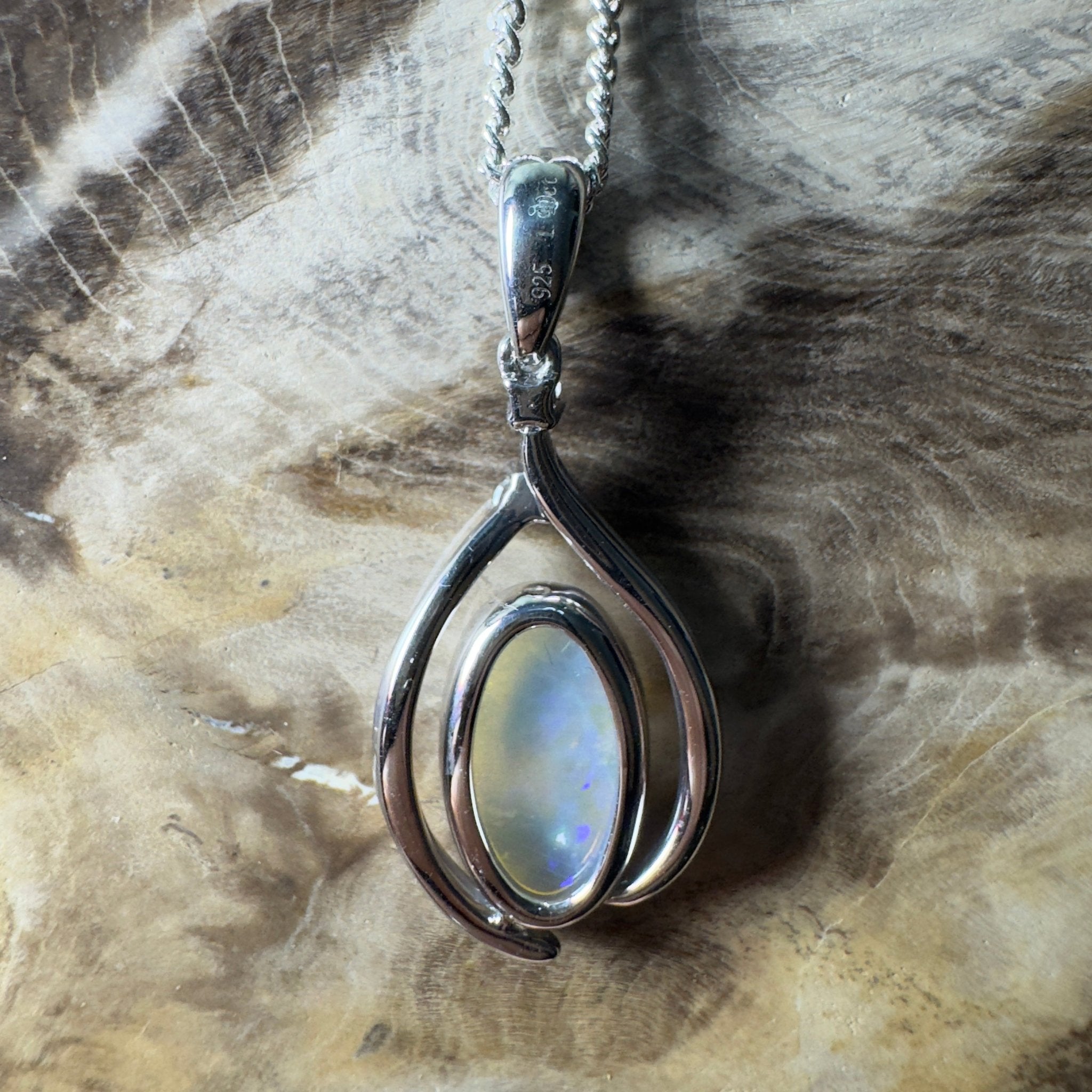 Moon Plain Drift ~ 1.4ct Coober Pedy Crystal Opal 925 Silver Pendant