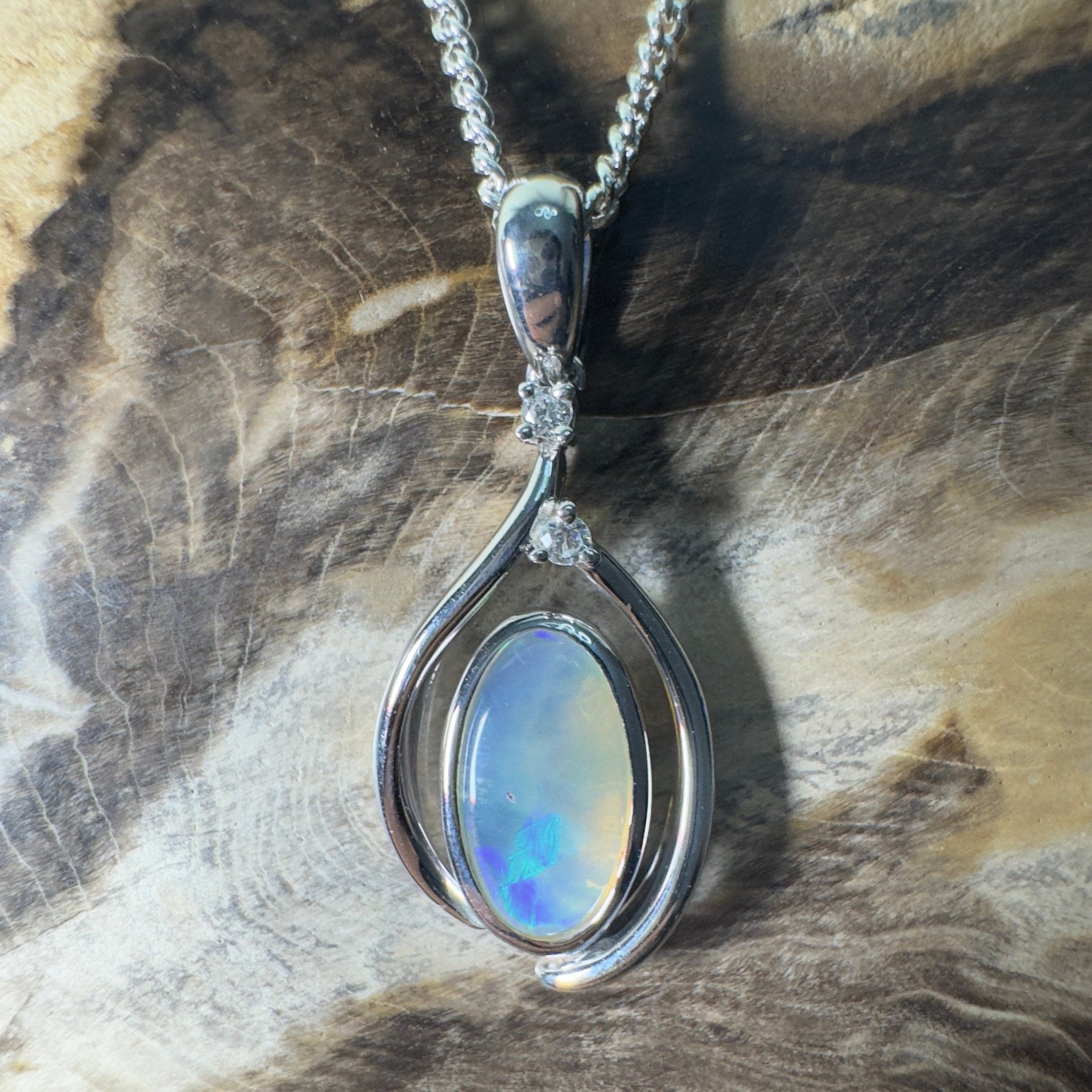 Moon Plain Drift ~ 1.4ct Coober Pedy Crystal Opal 925 Silver Pendant