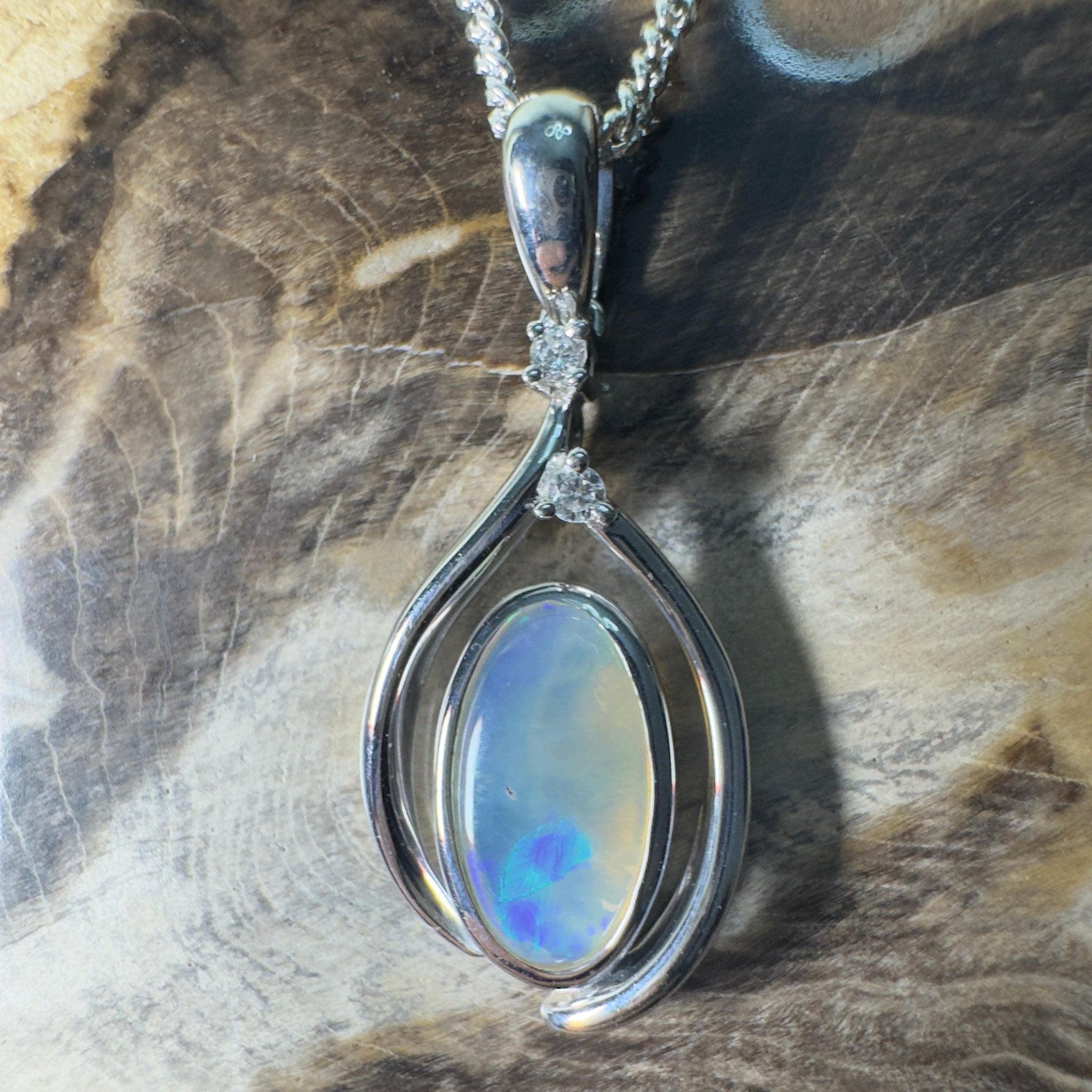 Moon Plain Drift ~ 1.4ct Coober Pedy Crystal Opal 925 Silver Pendant