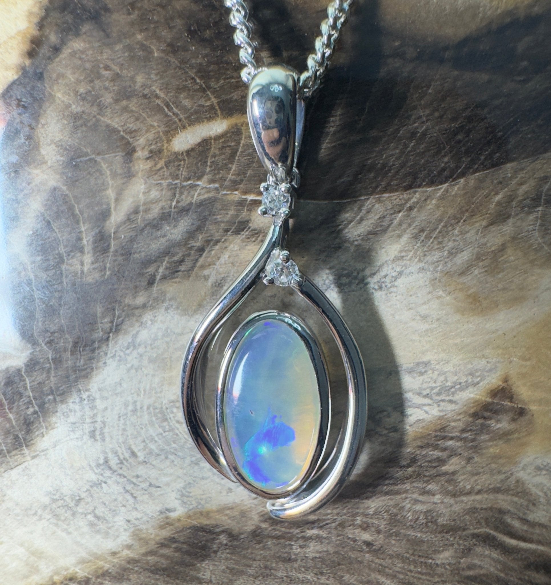 Moon Plain Drift ~ 1.4ct Coober Pedy Crystal Opal 925 Silver Pendant