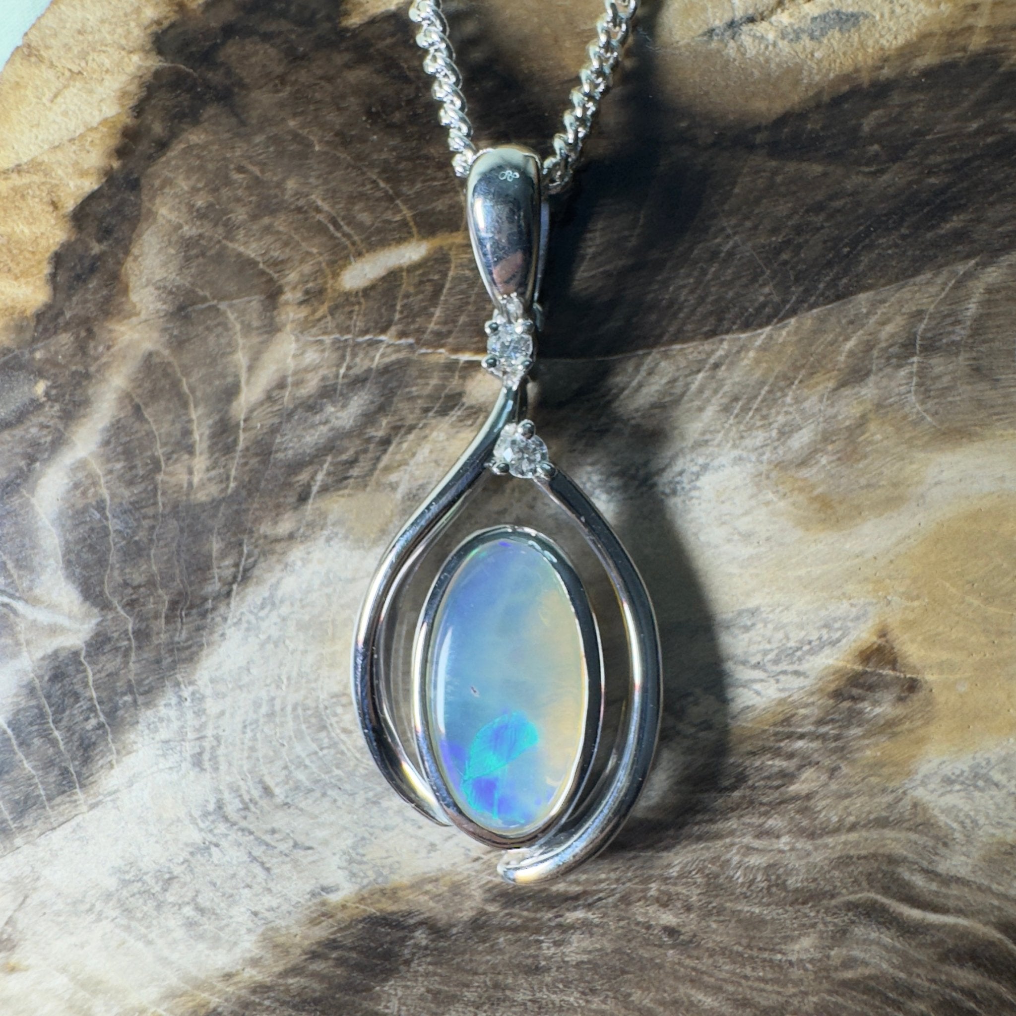 Moon Plain Drift ~ 1.4ct Coober Pedy Crystal Opal 925 Silver Pendant