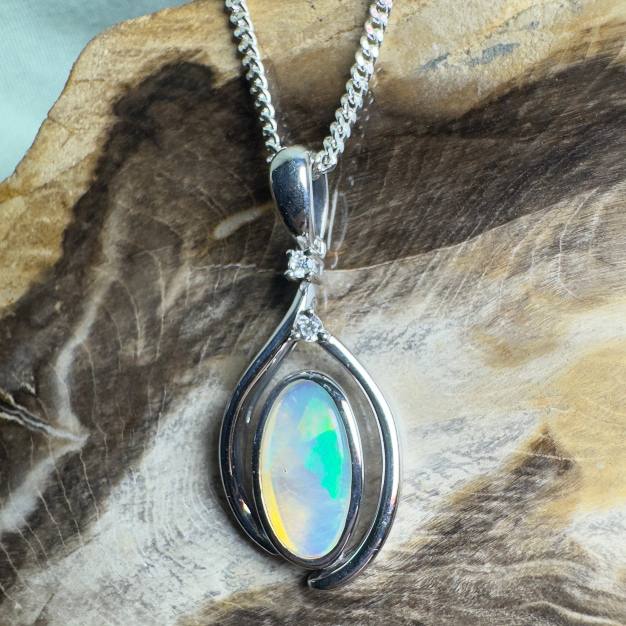 Moon Plain Drift ~ 1.4ct Coober Pedy Crystal Opal 925 Silver Pendant