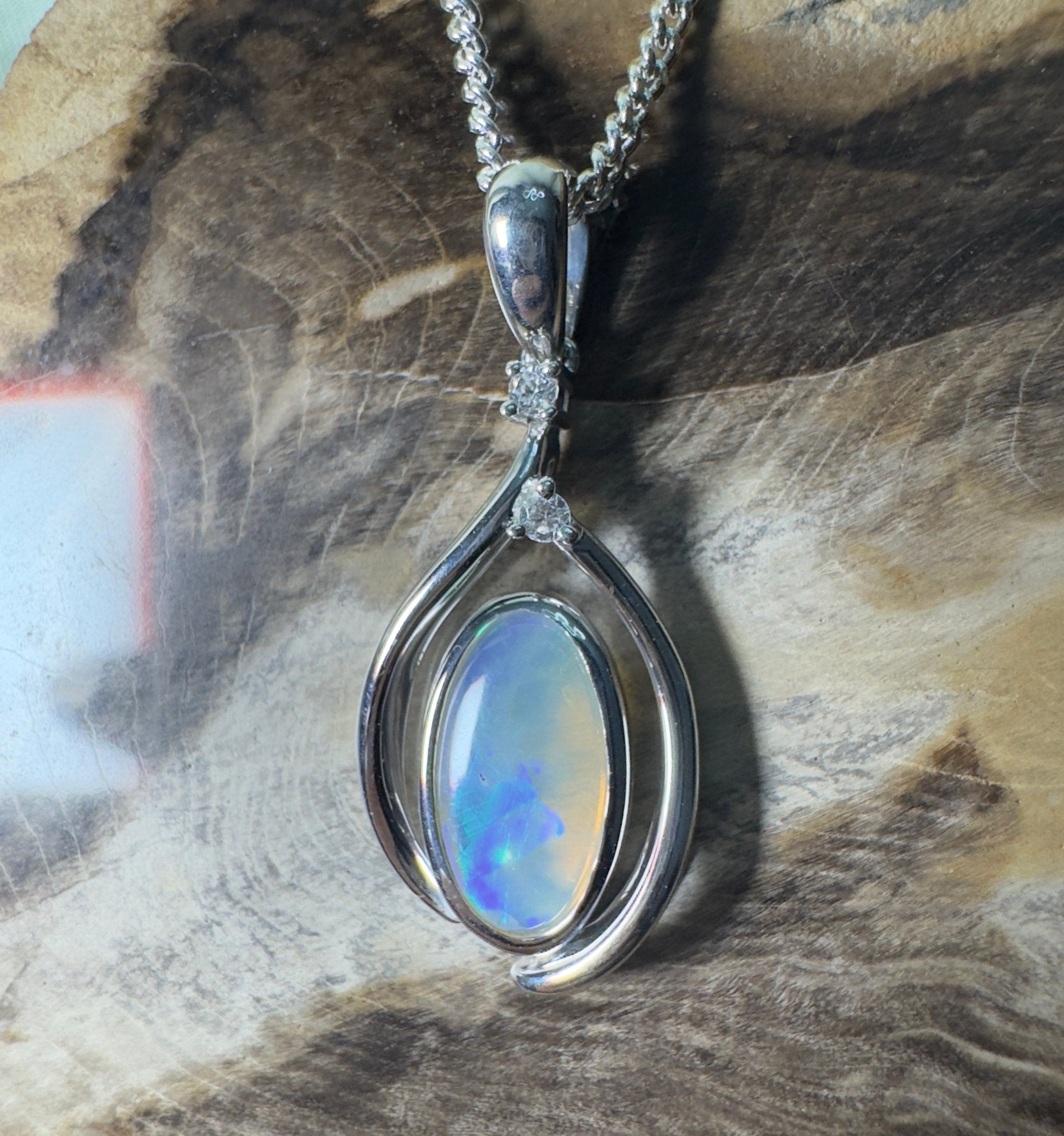 Moon Plain Drift ~ 1.4ct Coober Pedy Crystal Opal 925 Silver Pendant