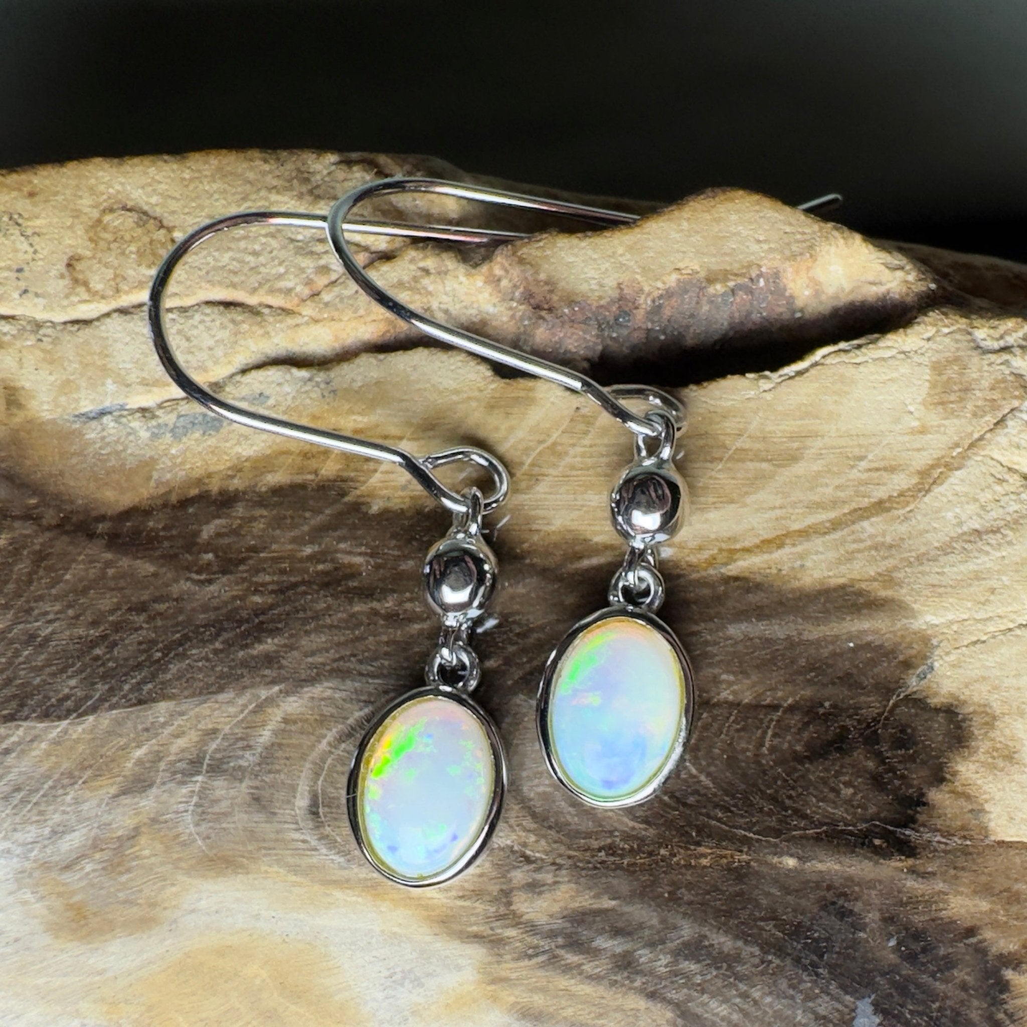 Moon Plain Shimmer - 1.2ct Coober Pedy Opal 925 Silver Earrings
