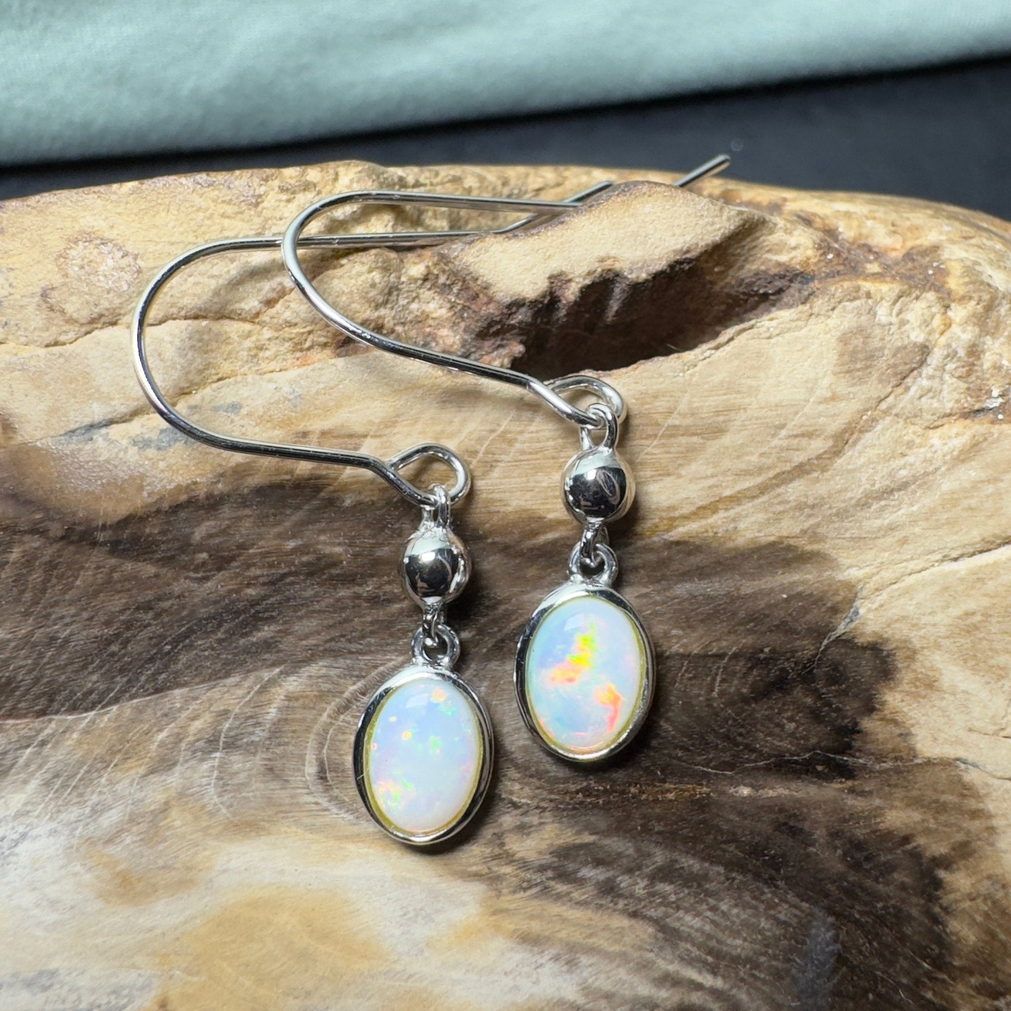 Moon Plain Shimmer - 1.2ct Coober Pedy Opal 925 Silver Earrings