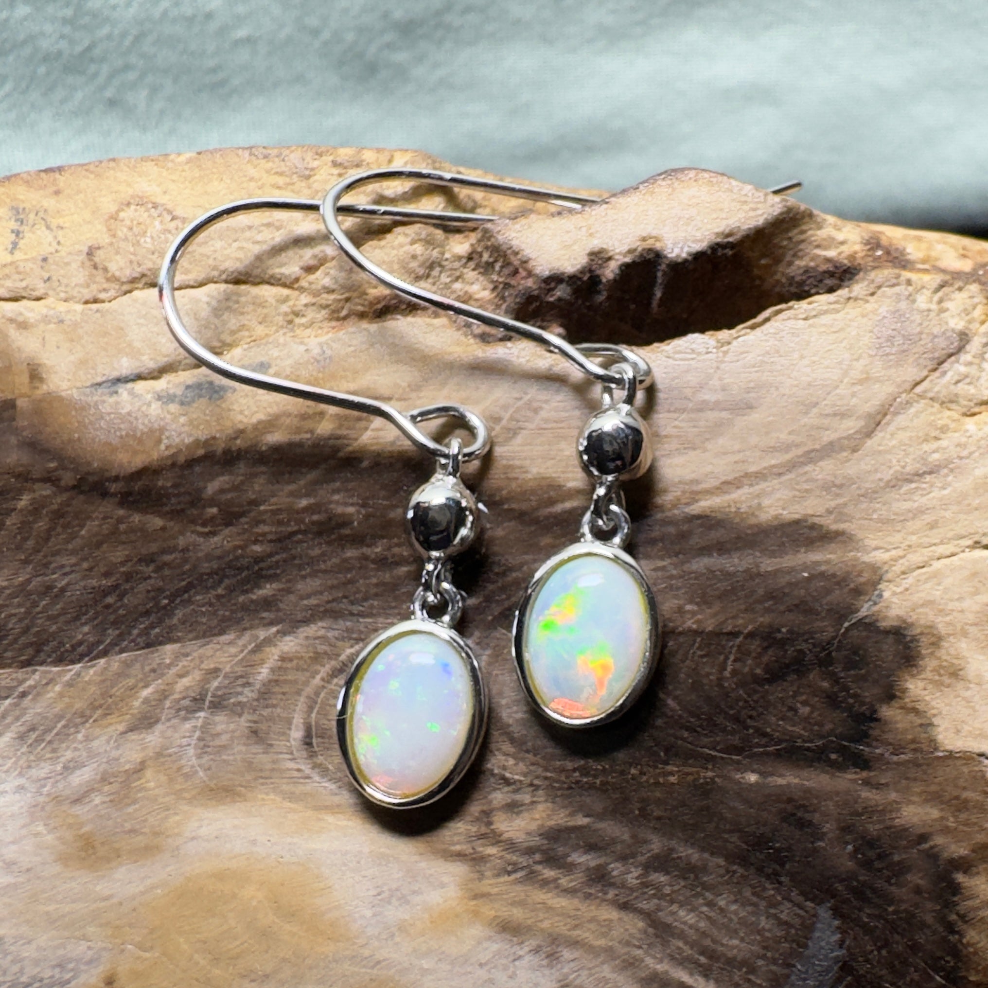 Moon Plain Shimmer - 1.2ct Coober Pedy Opal 925 Silver Earrings