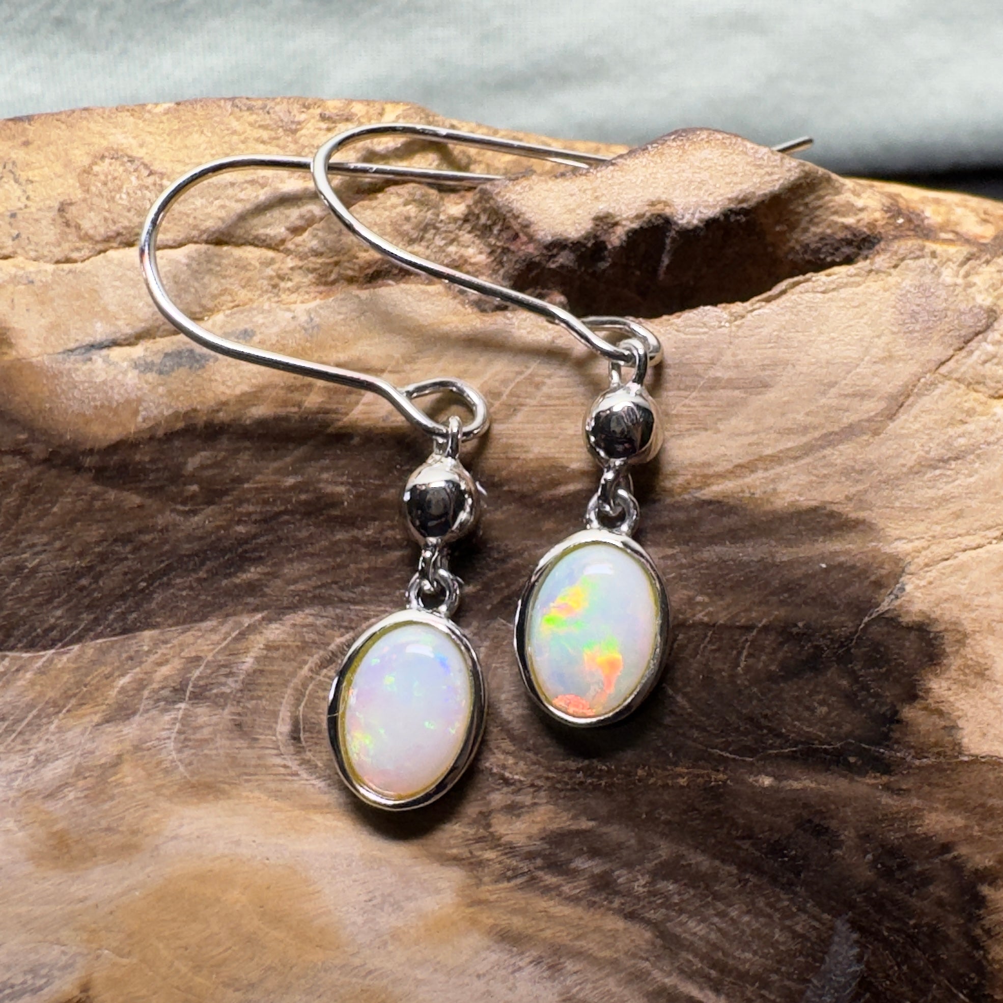 Moon Plain Shimmer - 1.2ct Coober Pedy Opal 925 Silver Earrings
