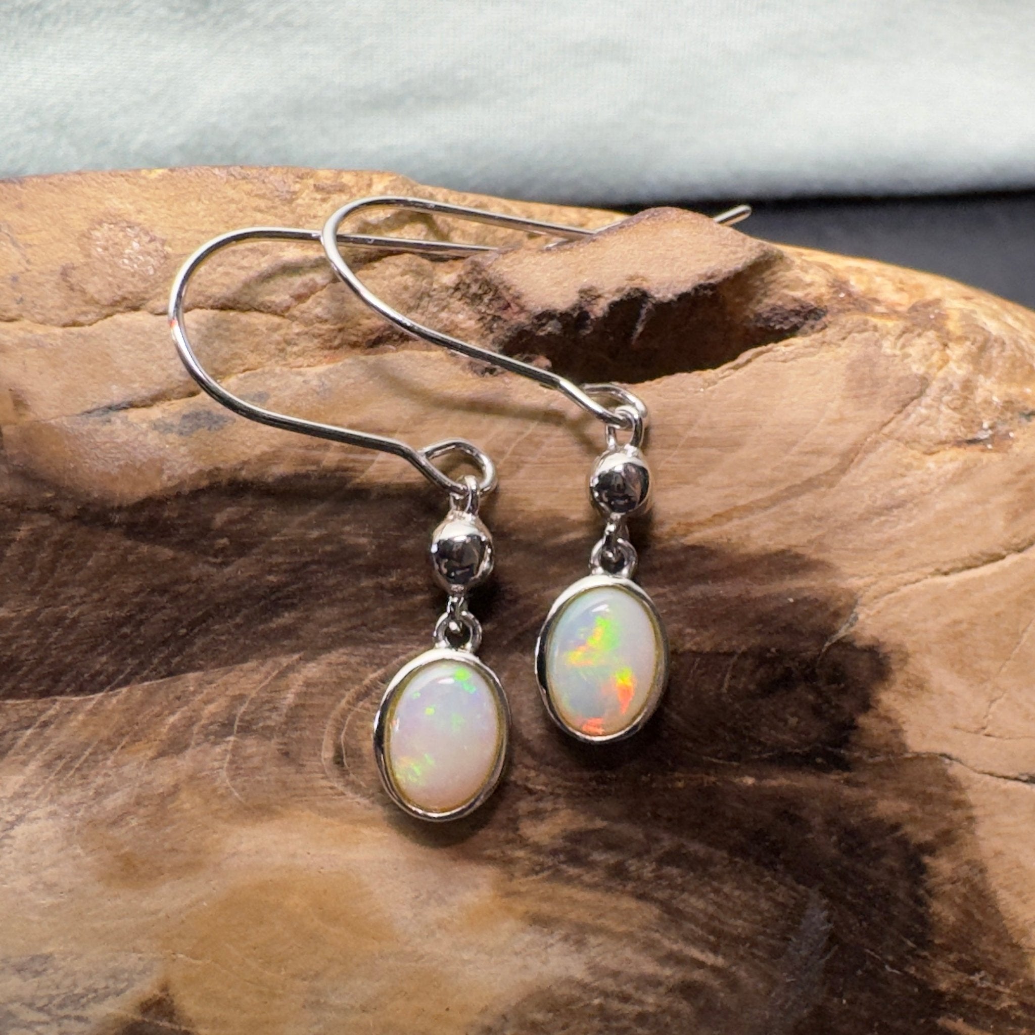 Moon Plain Shimmer - 1.2ct Coober Pedy Opal 925 Silver Earrings