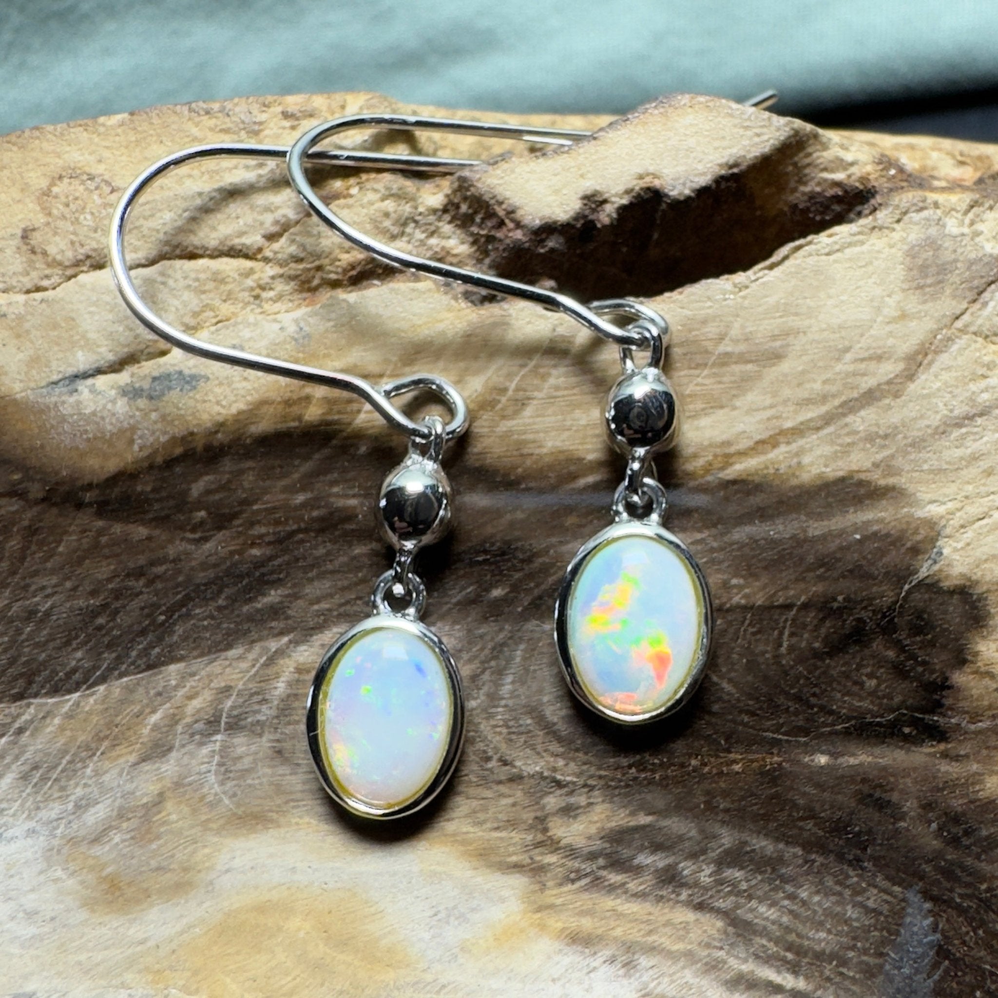 Moon Plain Shimmer - 1.2ct Coober Pedy Opal 925 Silver Earrings