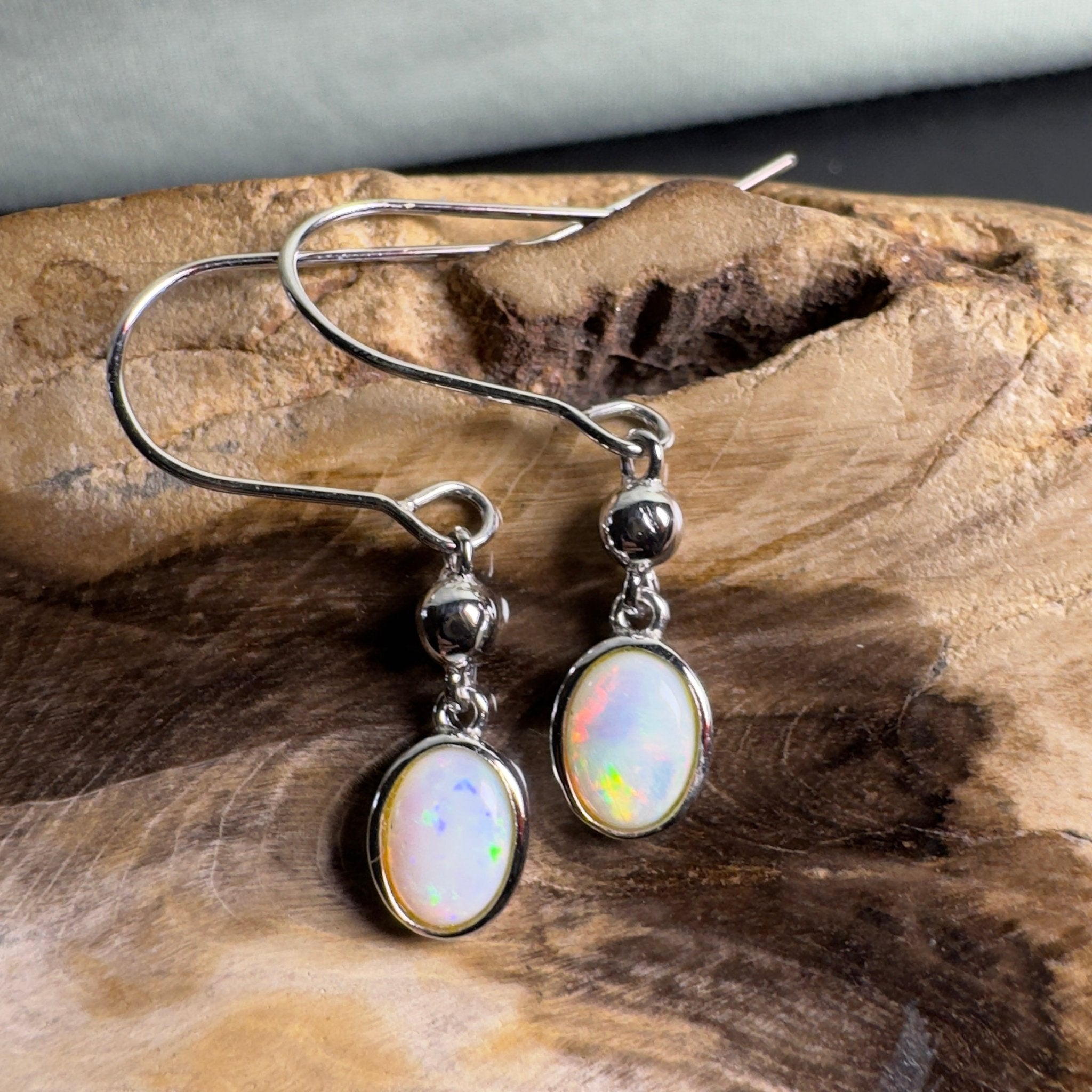 Moon Plain Shimmer - 1.2ct Coober Pedy Opal 925 Silver Earrings