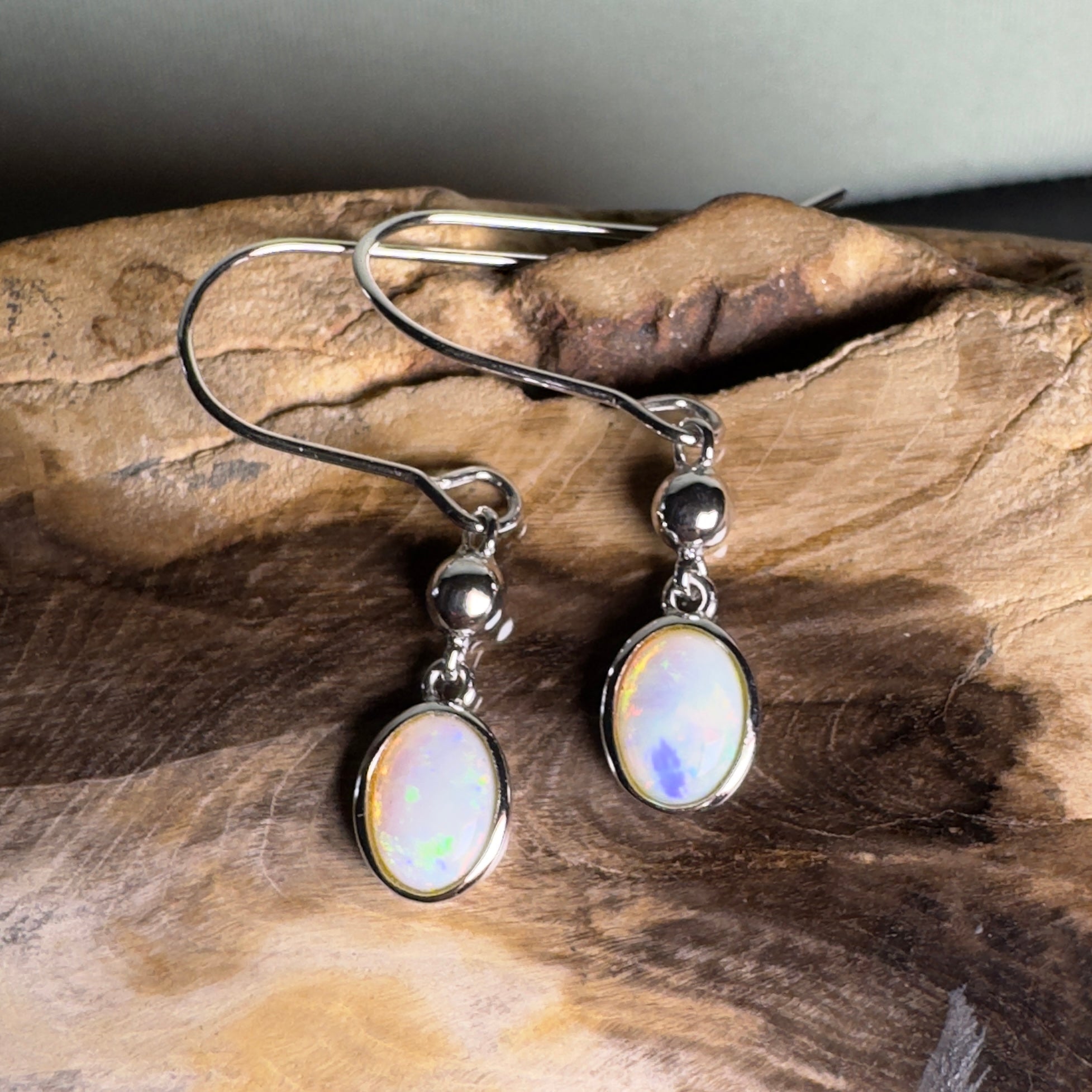 Moon Plain Shimmer - 1.2ct Coober Pedy Opal 925 Silver Earrings