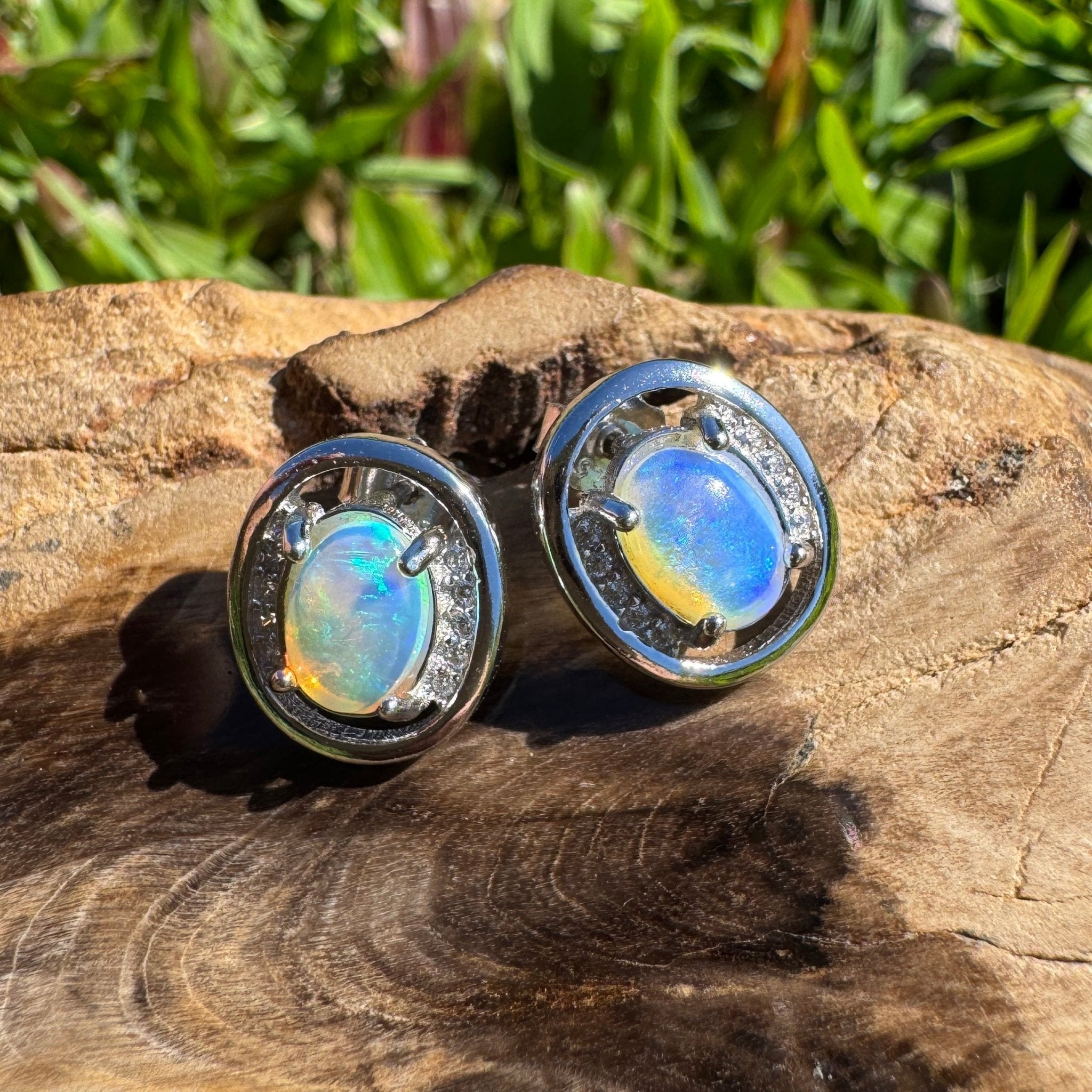 Moreton Blueflare ~ 1.2ct Solid Lightning Ridge Crystal Opal 925 Silver Earrings