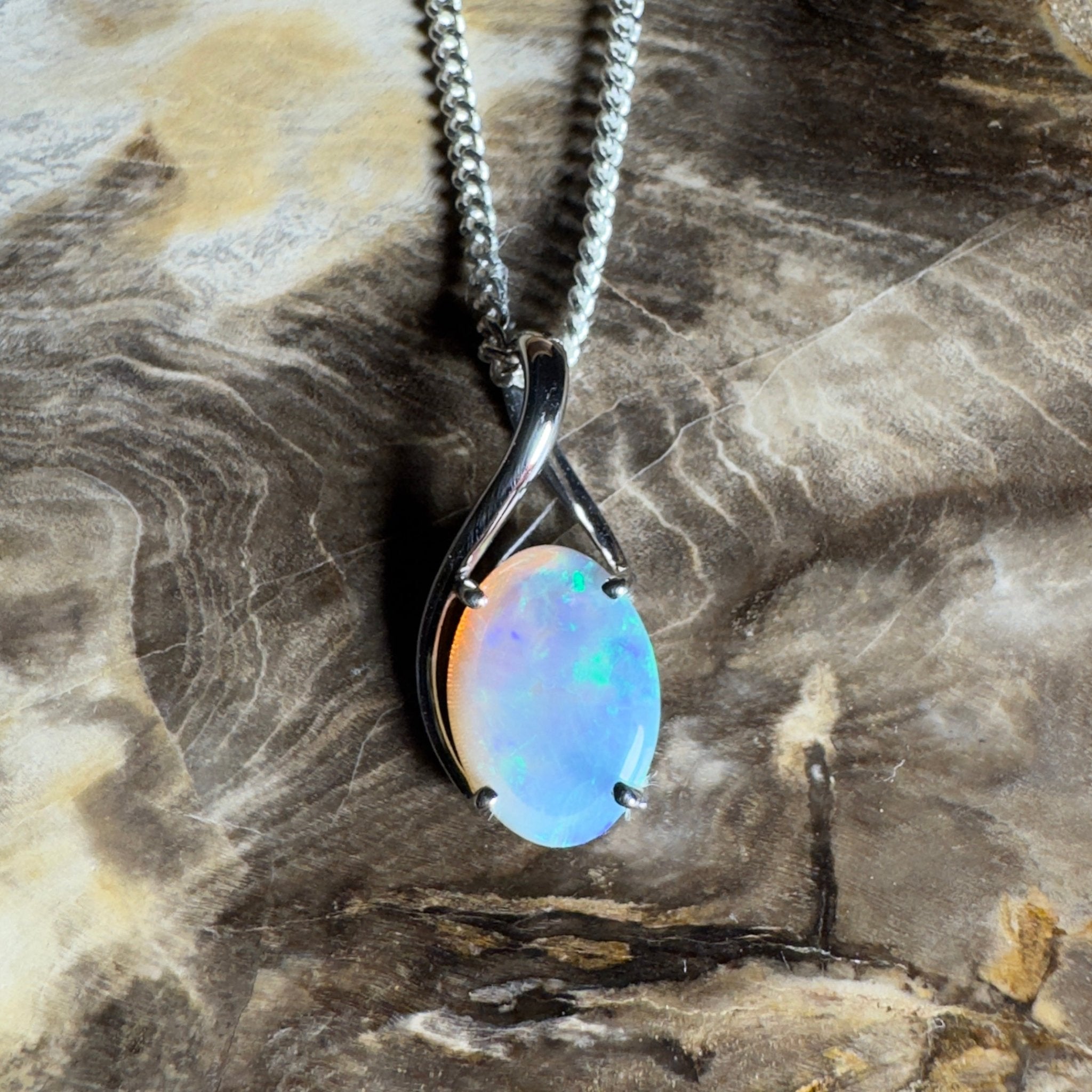 Mornington Dew ~ 1.75ct Coober Pedy Opal 925 Silver Pendant
