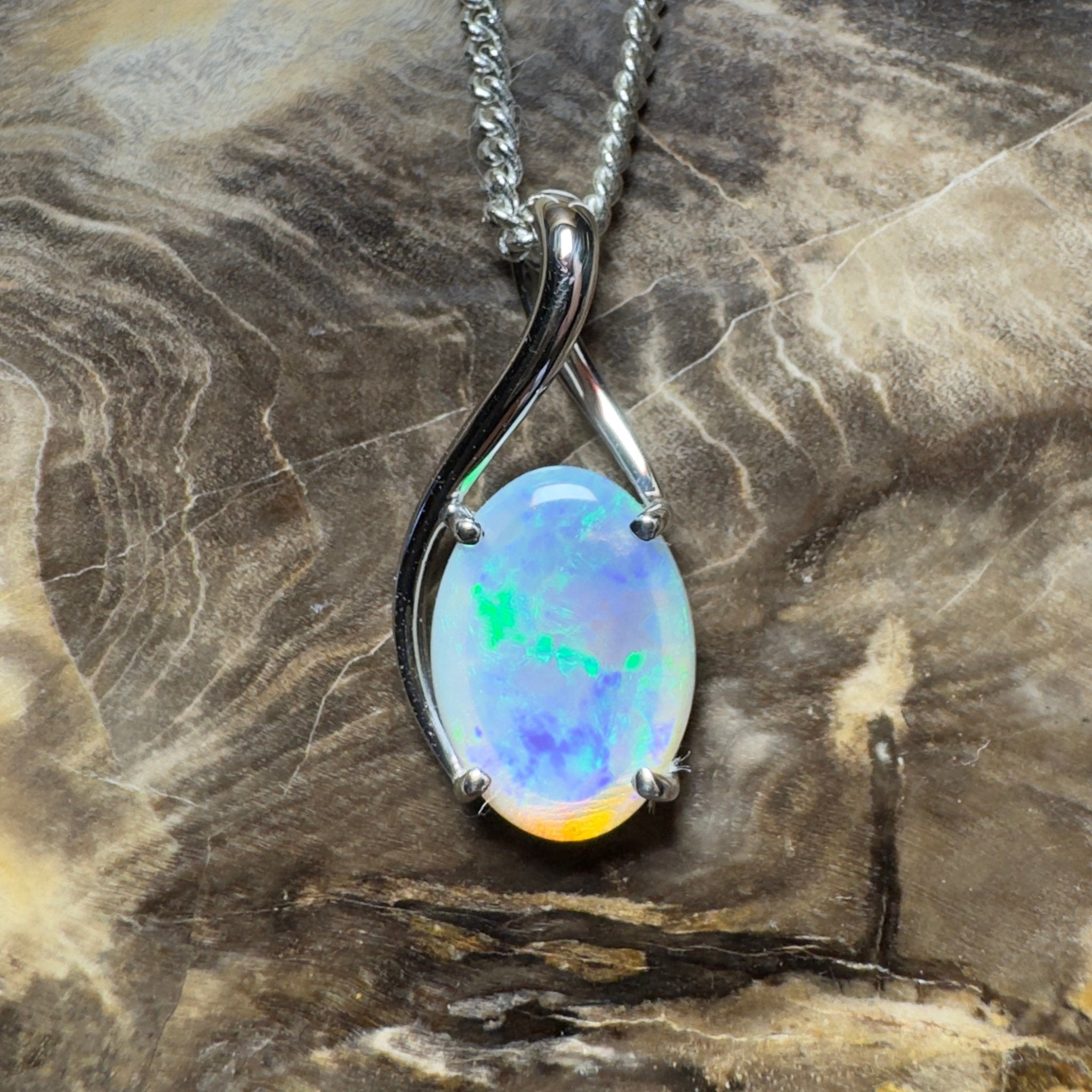 Mornington Dew ~ 1.75ct Coober Pedy Opal 925 Silver Pendant