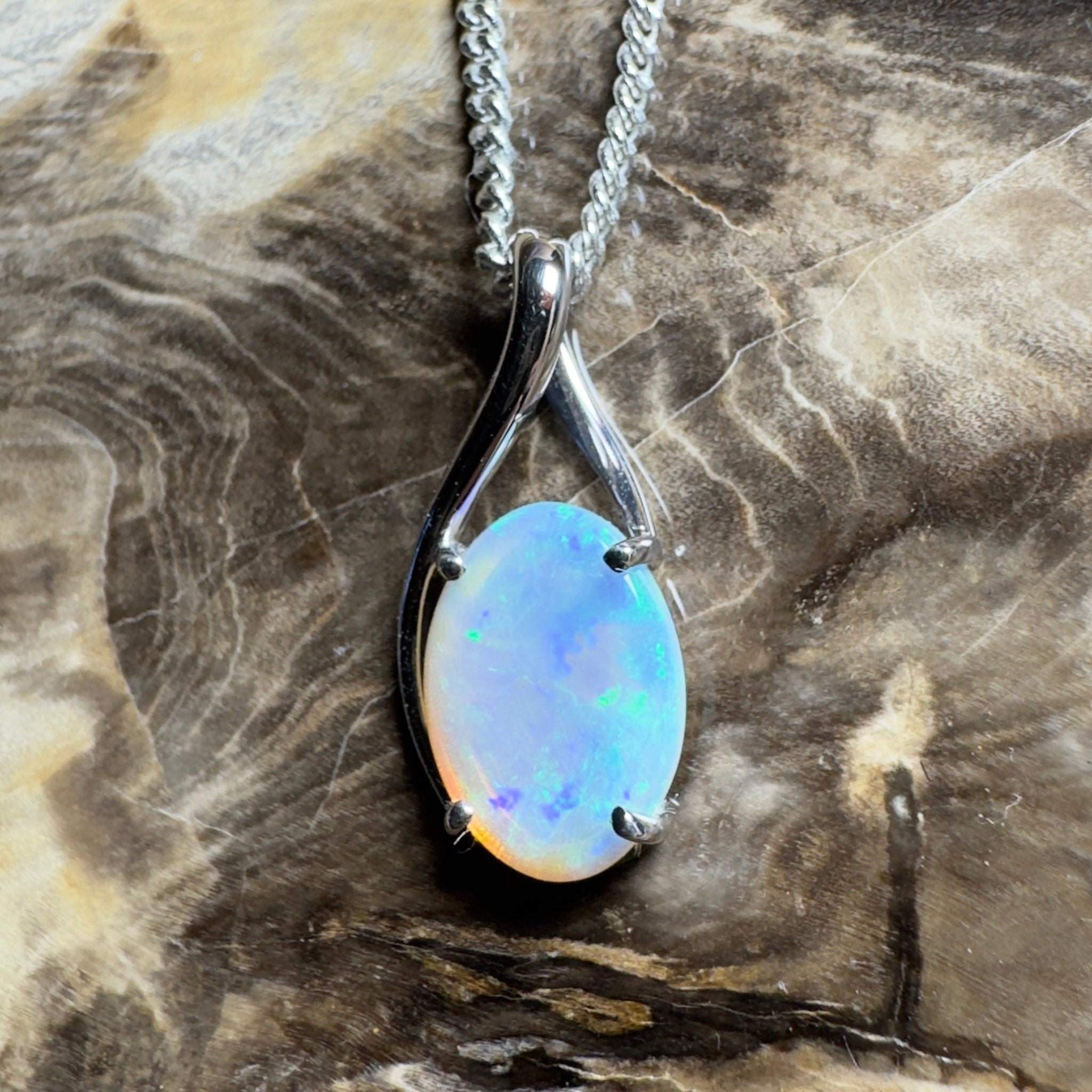 Mornington Dew ~ 1.75ct Coober Pedy Opal 925 Silver Pendant