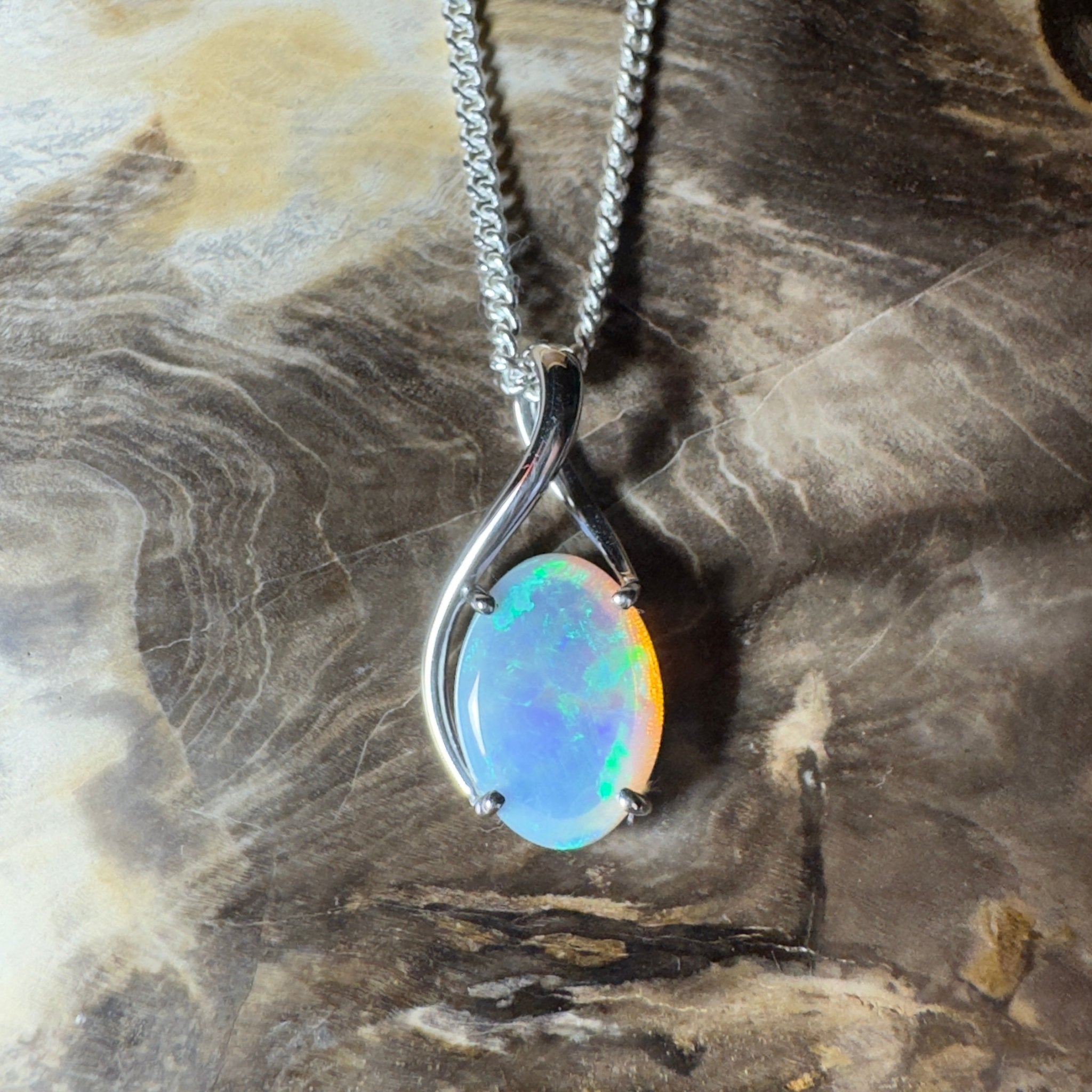 Mornington Dew ~ 1.75ct Coober Pedy Opal 925 Silver Pendant