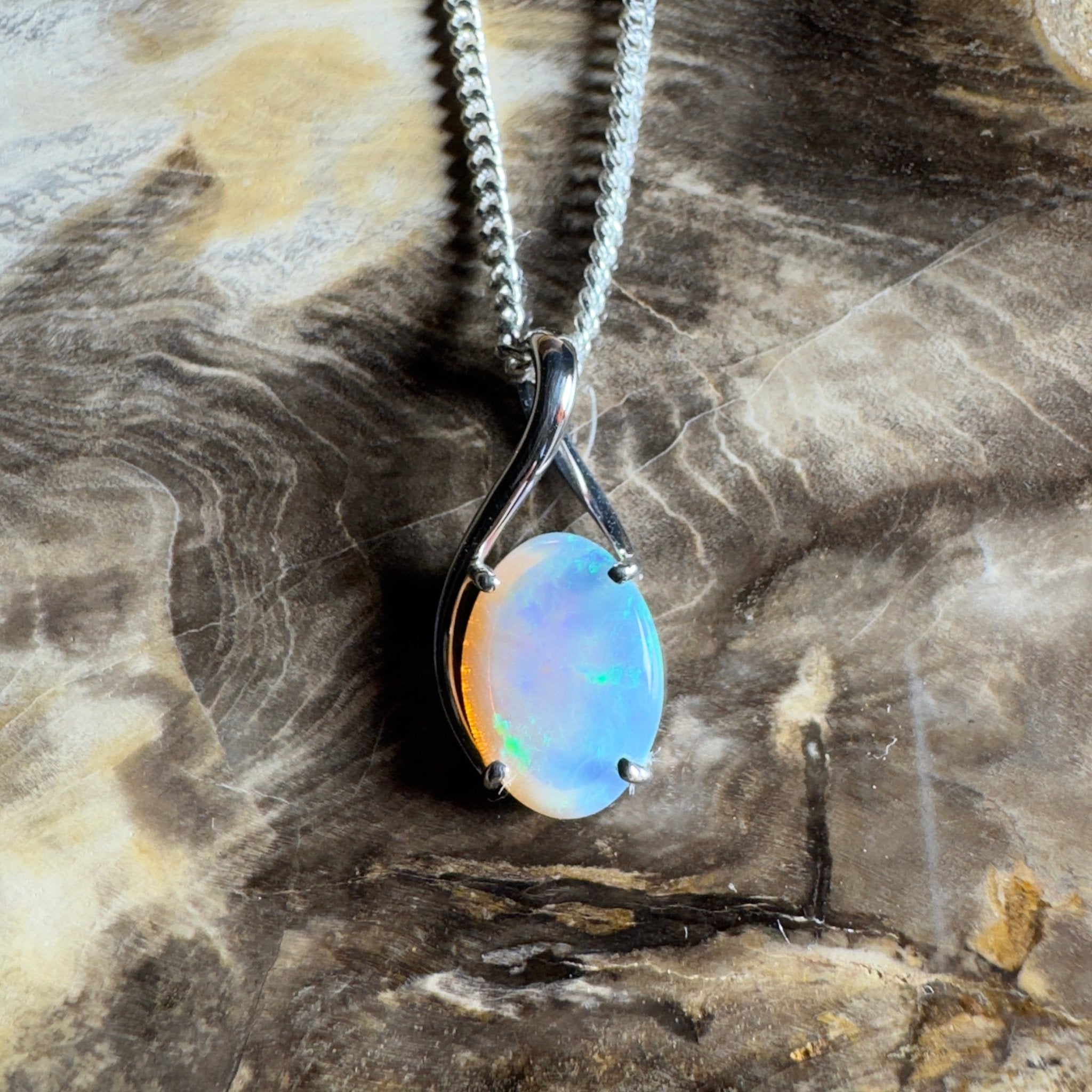 Mornington Dew ~ 1.75ct Coober Pedy Opal 925 Silver Pendant